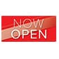Pre-Printed Now Open Weather-Proof Banner w/ Metal Grommets - Red
