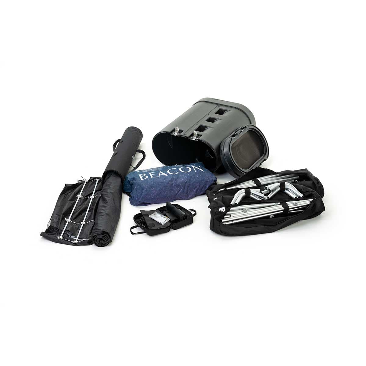 Beacon illuminated portable backdrop with carry case