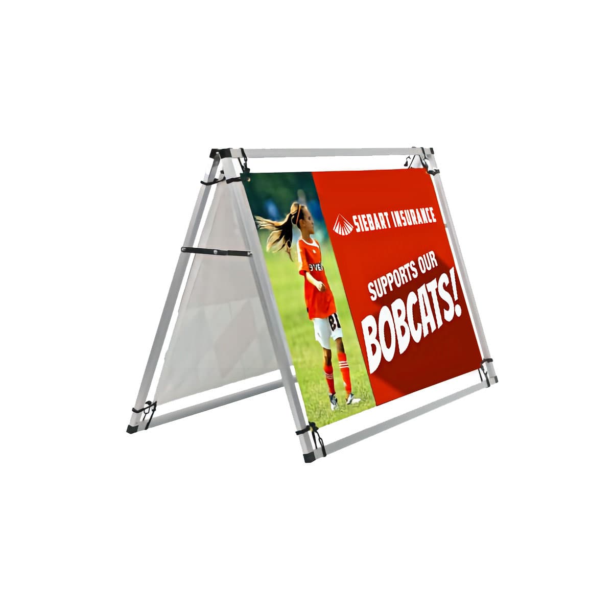 Horizontal a-frame banner display with full color printing 