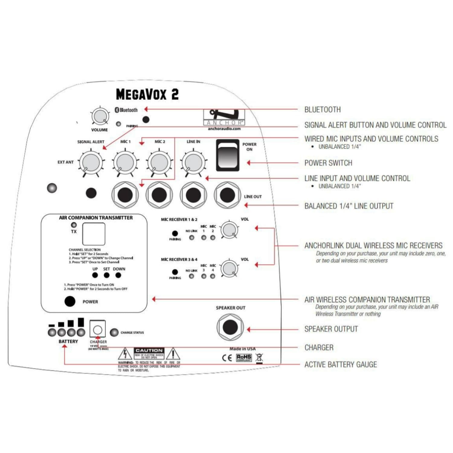 Portable pa system with wireless mic and companion speaker