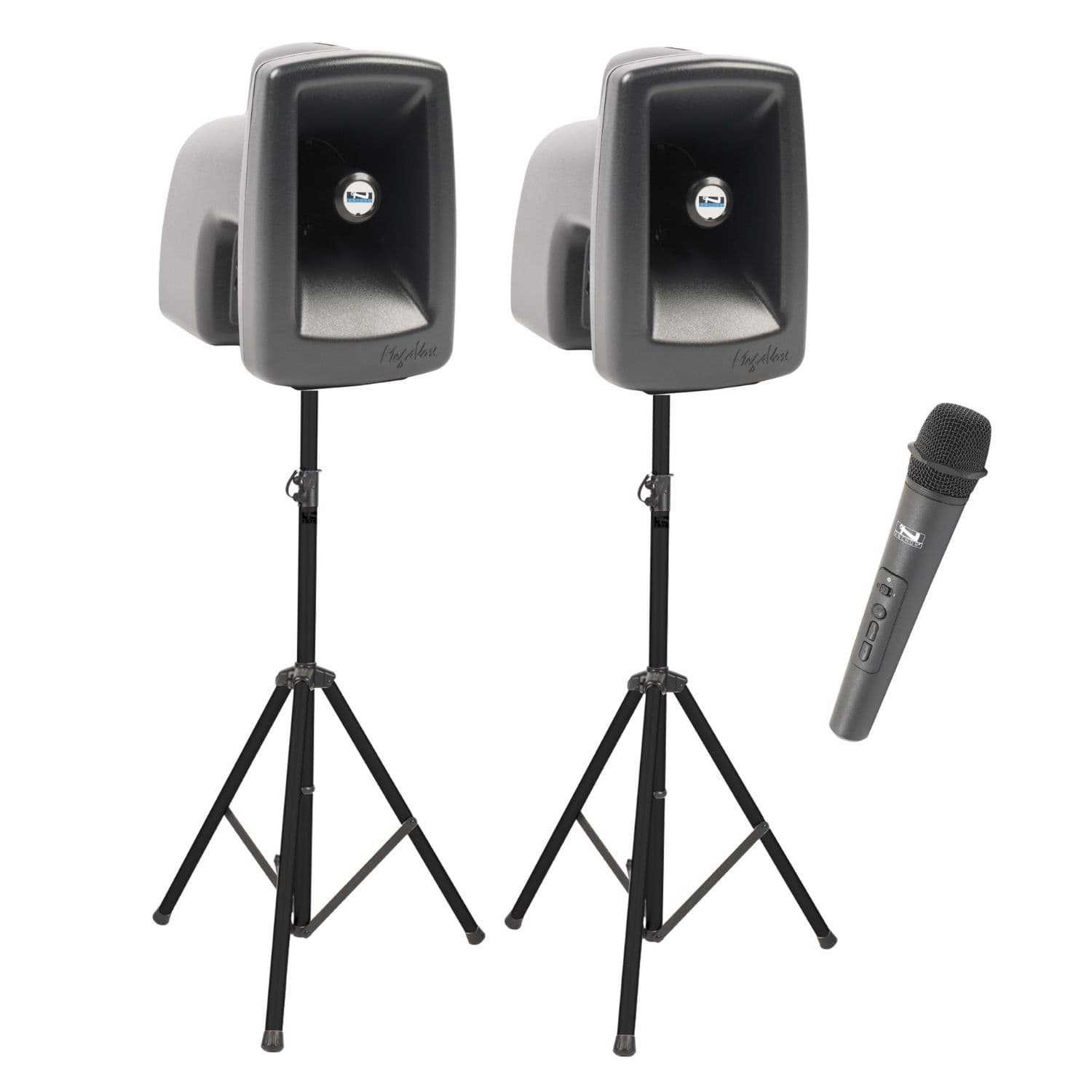 Portable pa system with wireless mic and a handheld microphone