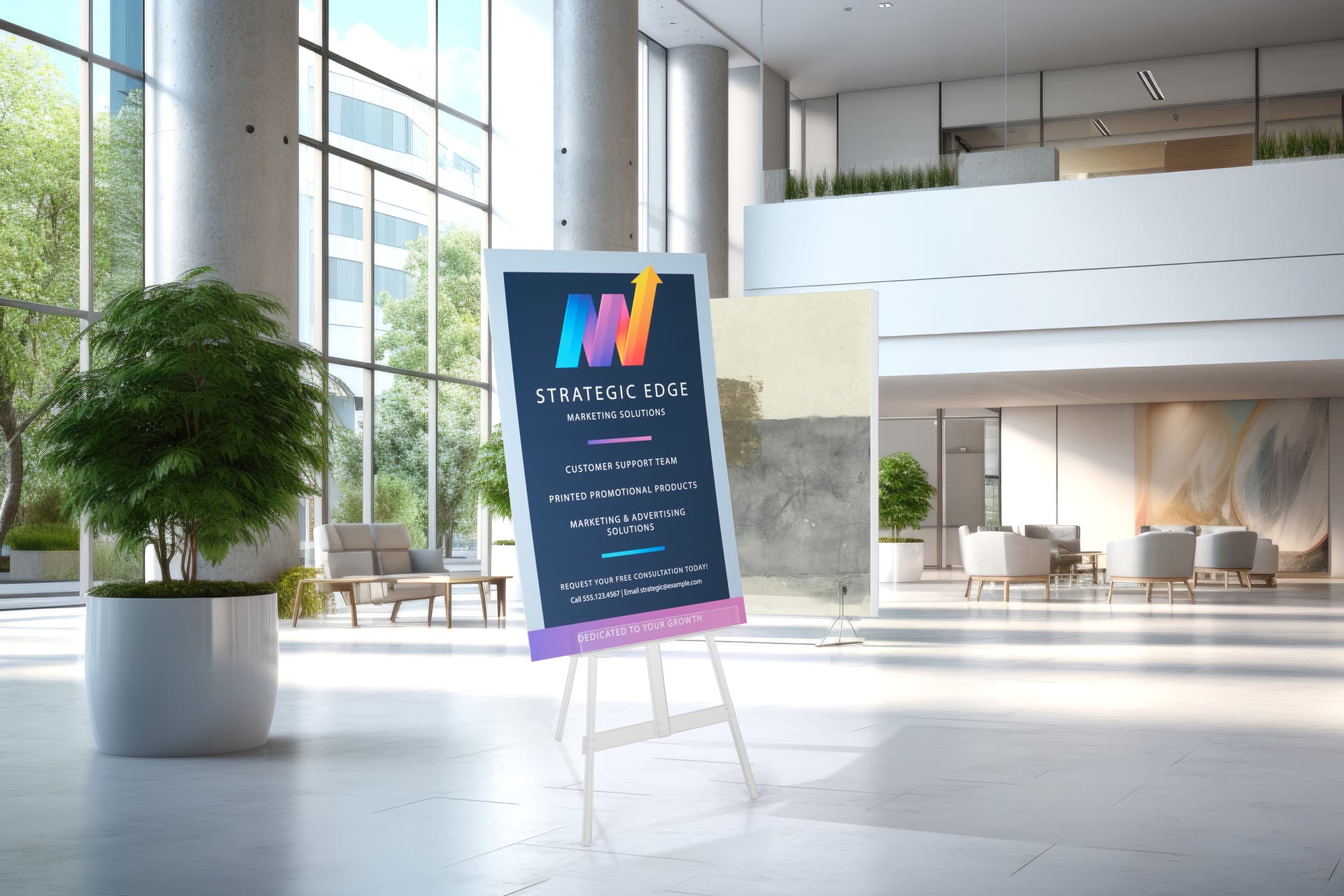 Acrylic display easel with stable design to prevent tipping