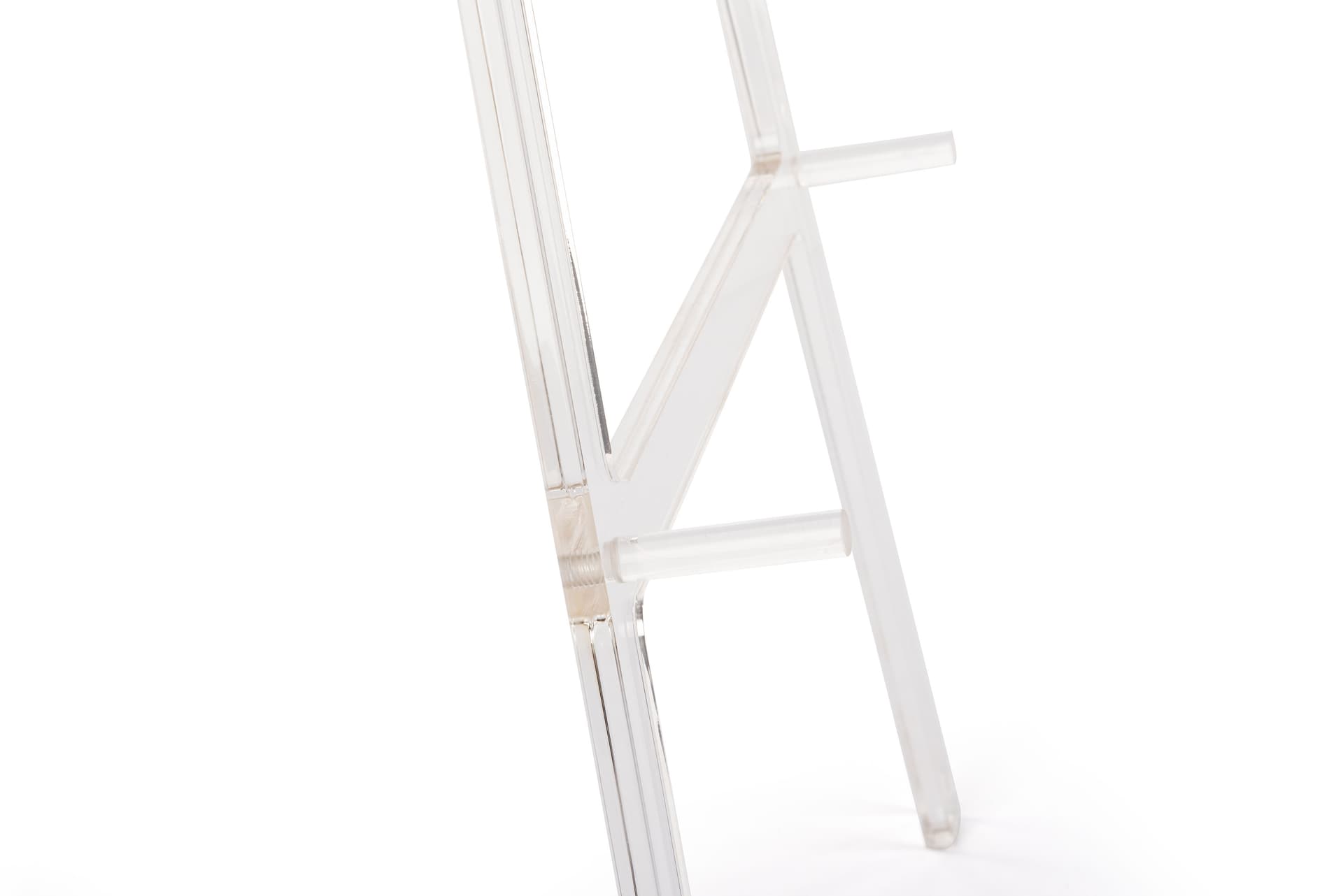Acrylic A frame floor easel with acrylic fixed pegs for holding media