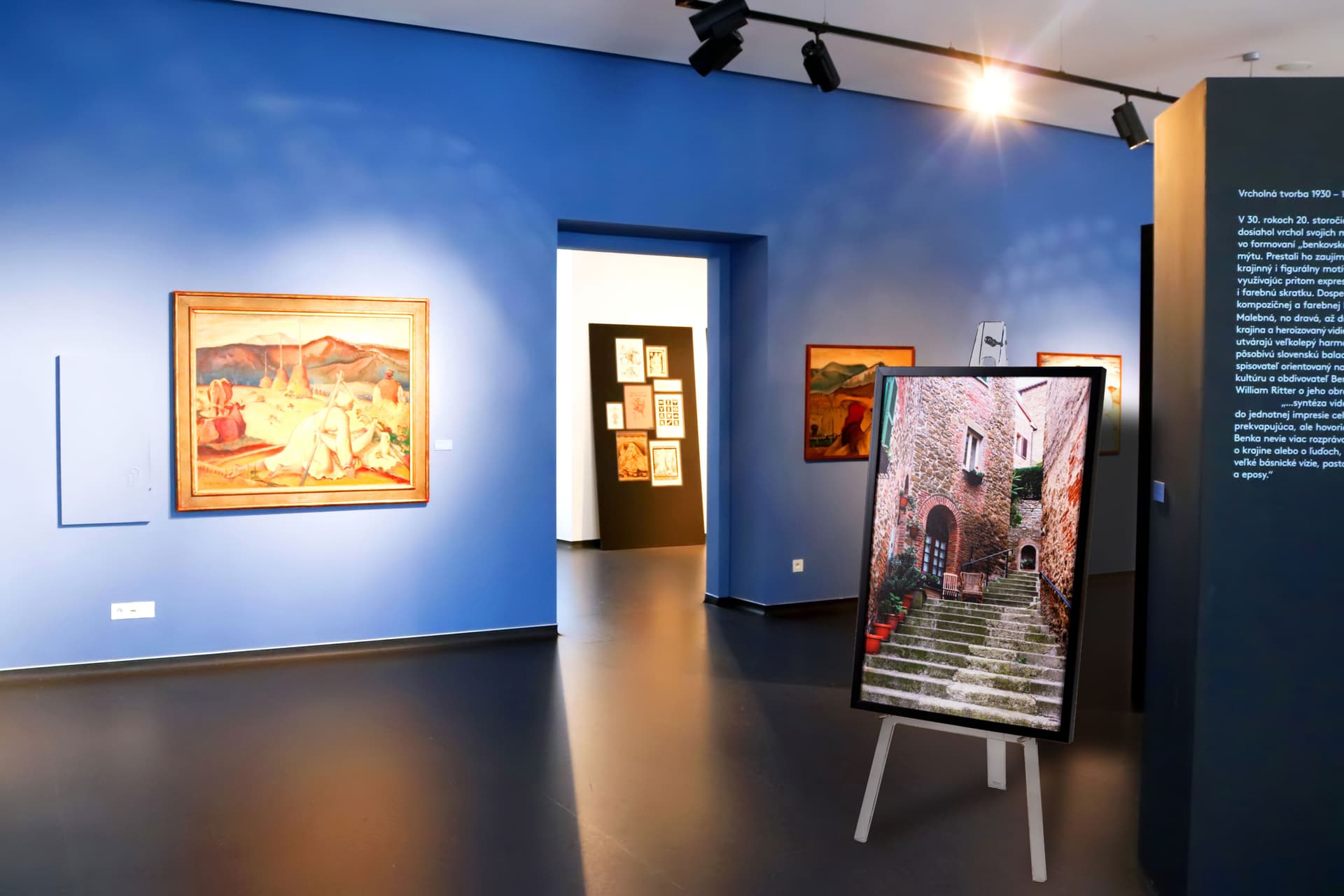 Acrylic A frame floor easel with framed portrait in art studio