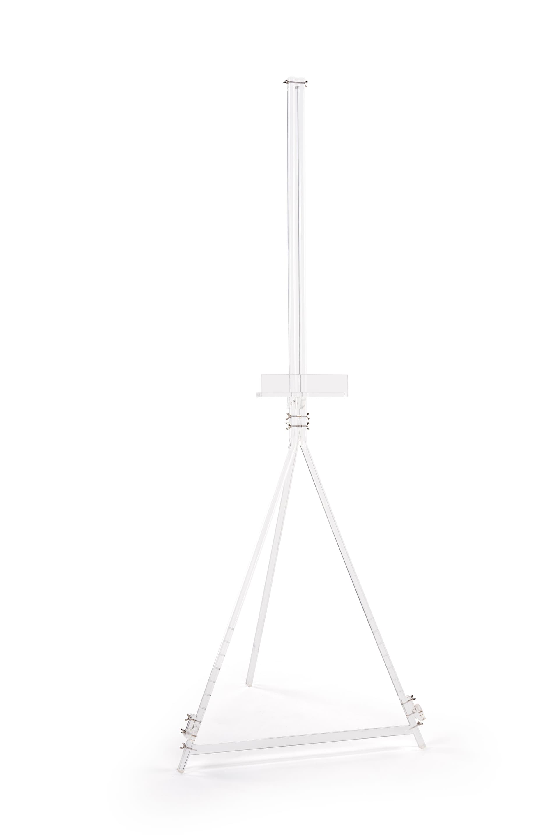 Acrylic tripod easel dual height adjustable display areas
