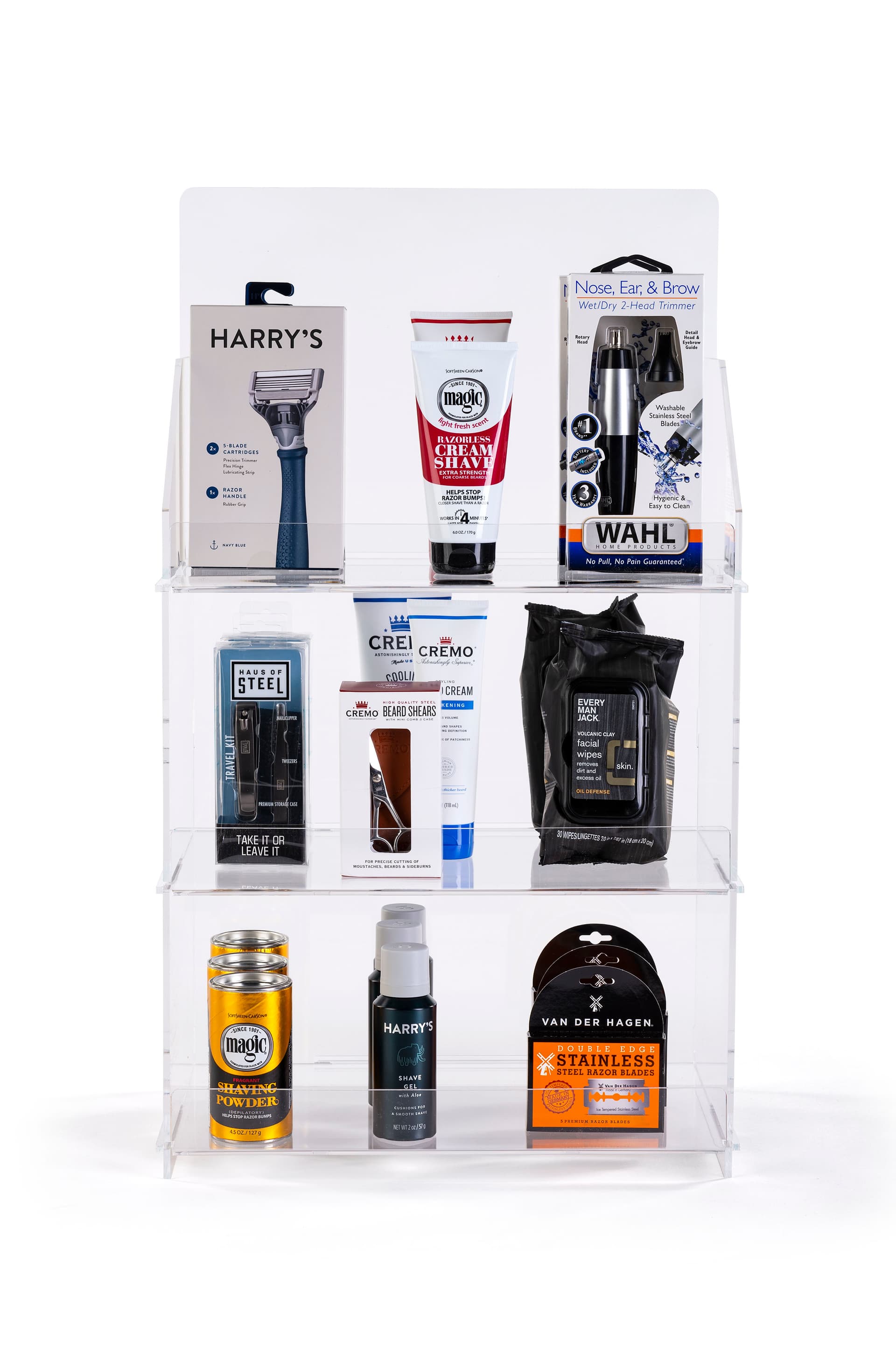 3 shelf countertop acrylic tower stand features plenty of display areas