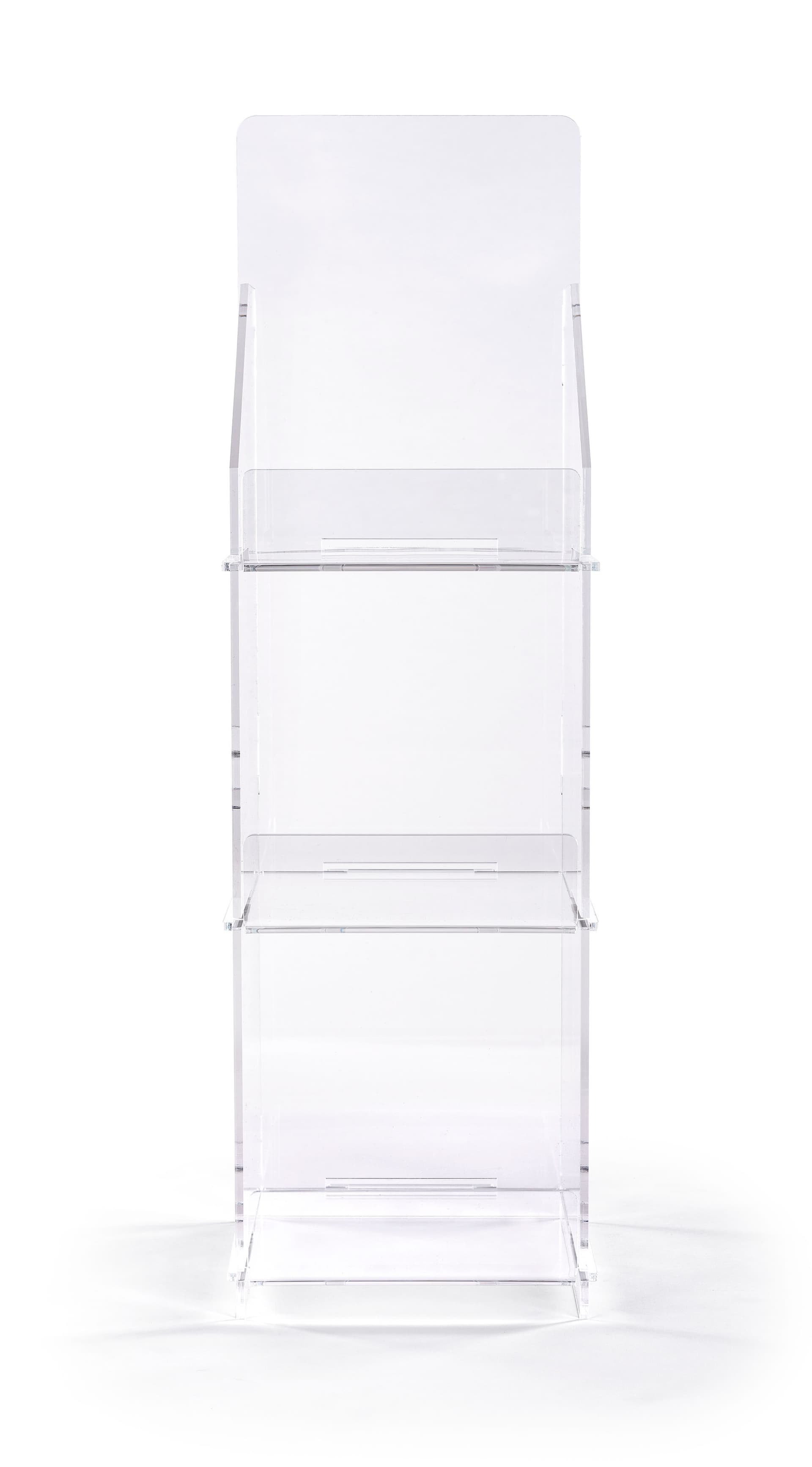 Folding acrylic 3 tier retail display case with interlocking slots