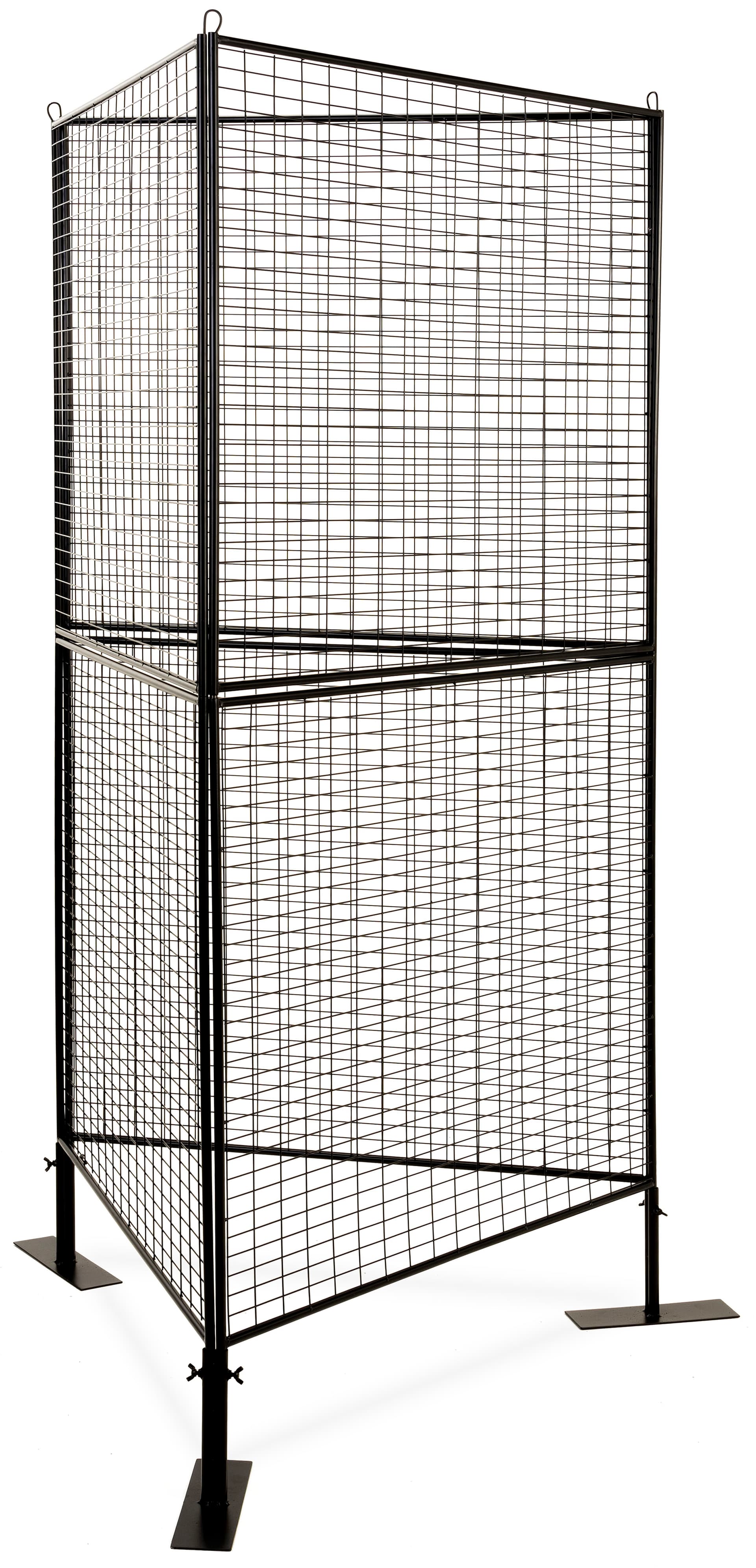 3-sided wire grid art display rack with triangle shaped design 