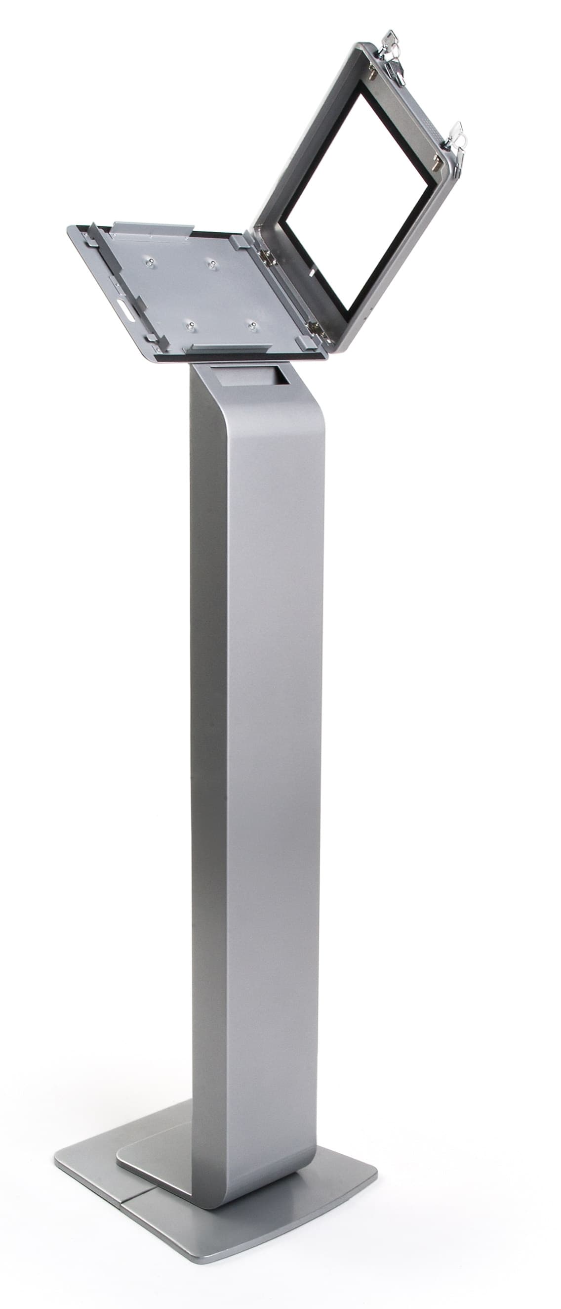 Locking iPad ADA compliant POS enclosure with hinged tablet holder