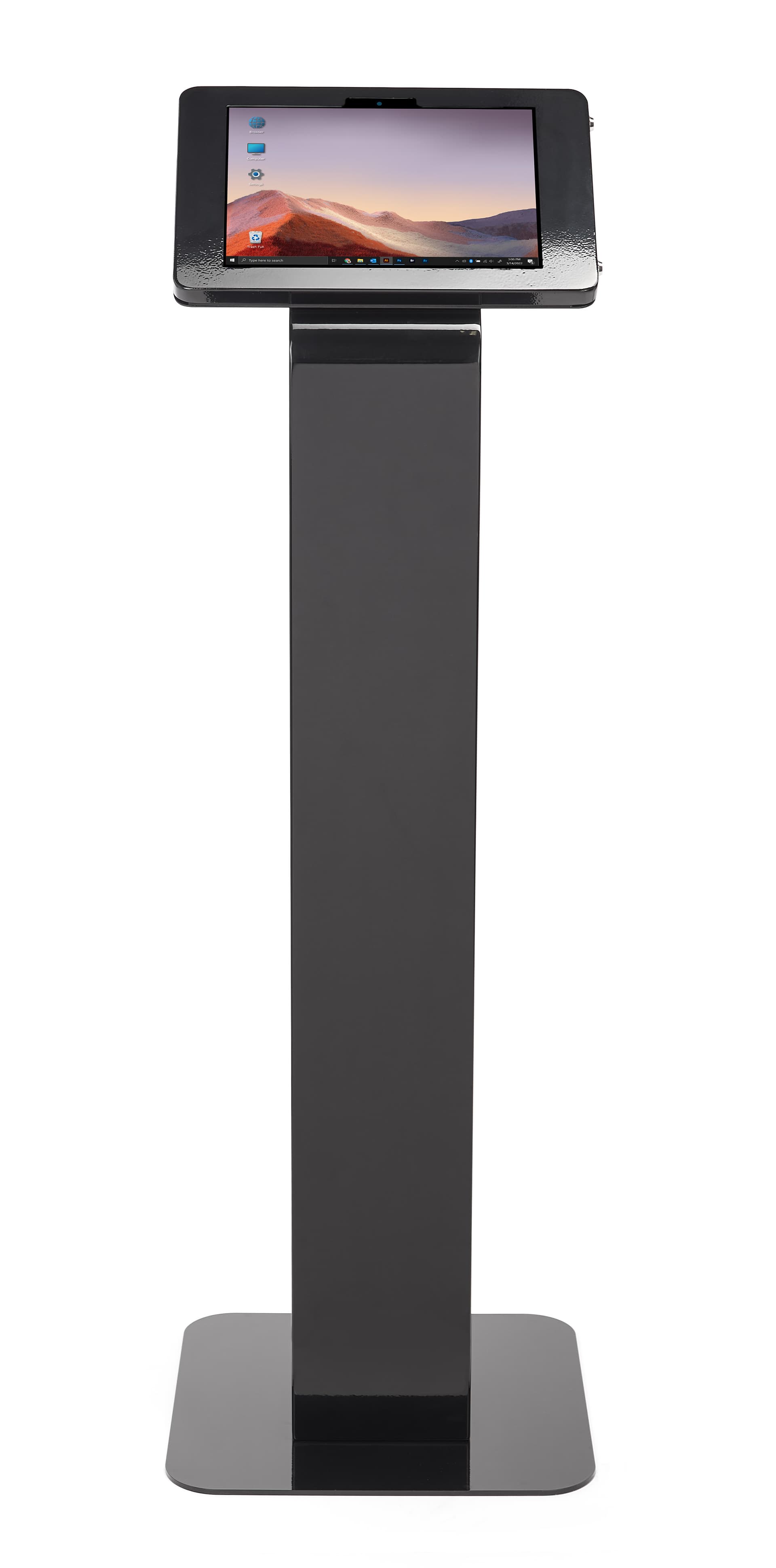 This tablet kiosk enclosure can be configured multiple ways