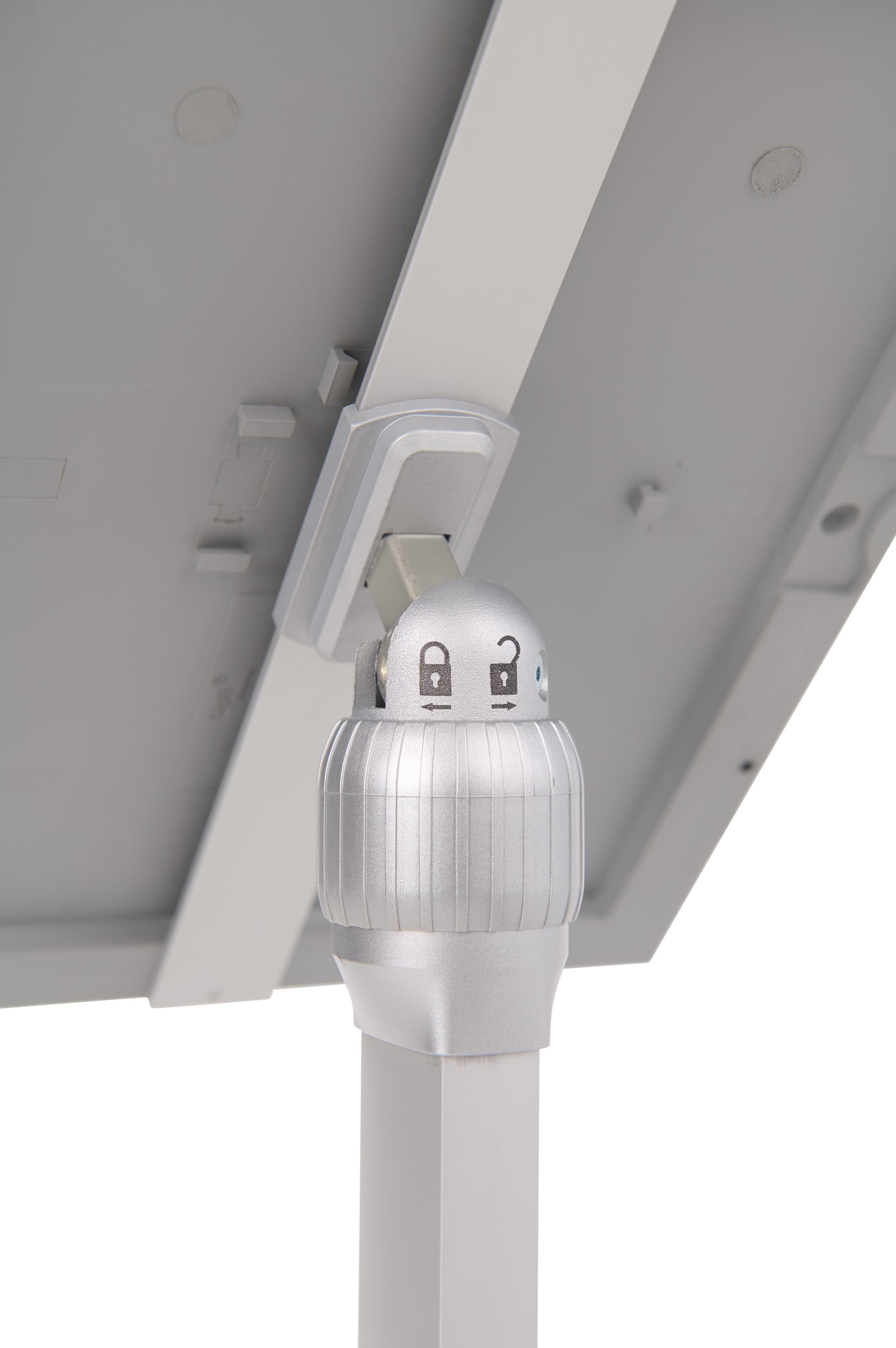 Adjustable sign holder with lockable orientation positioning