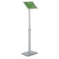 Floor Standing Sign Holder with Rotating Snap Frame and Angled Display - Silver