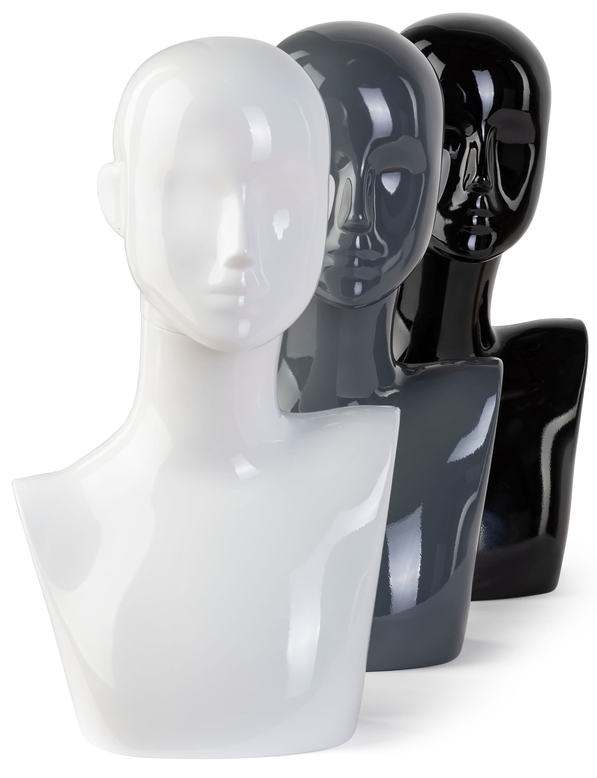 White Female Mannequin Bust in Three Different Colors