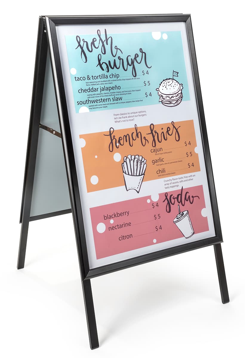 Portable sidewalk sign holder fits 24" x 36" poster