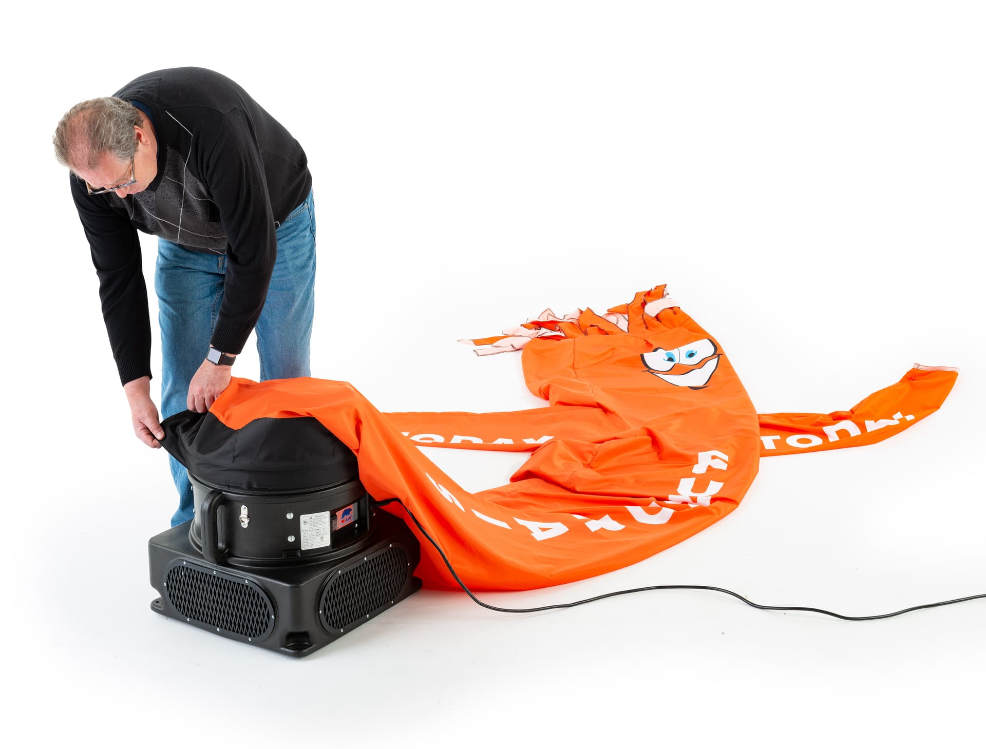 Hook-and-loop custom advertising wind tube dancer