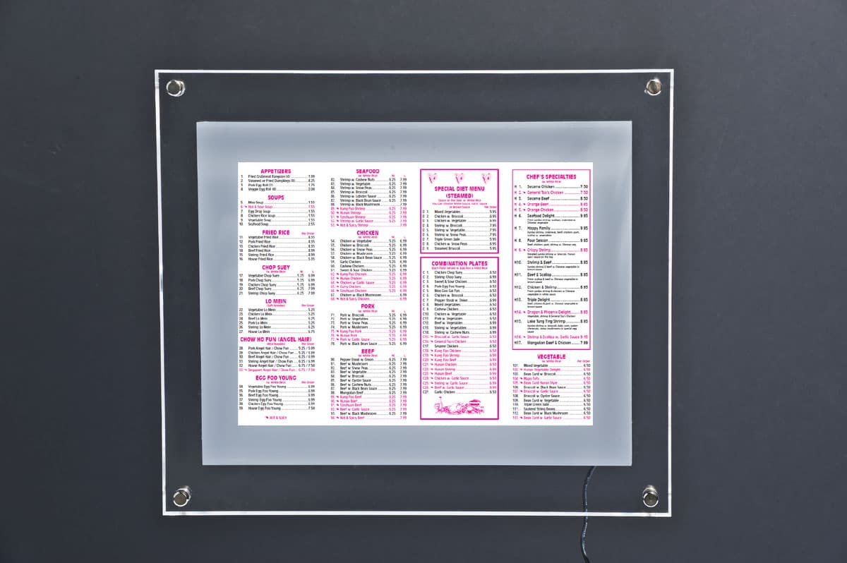 Edge-Lit Menu Signs Alternative to Neon Signage