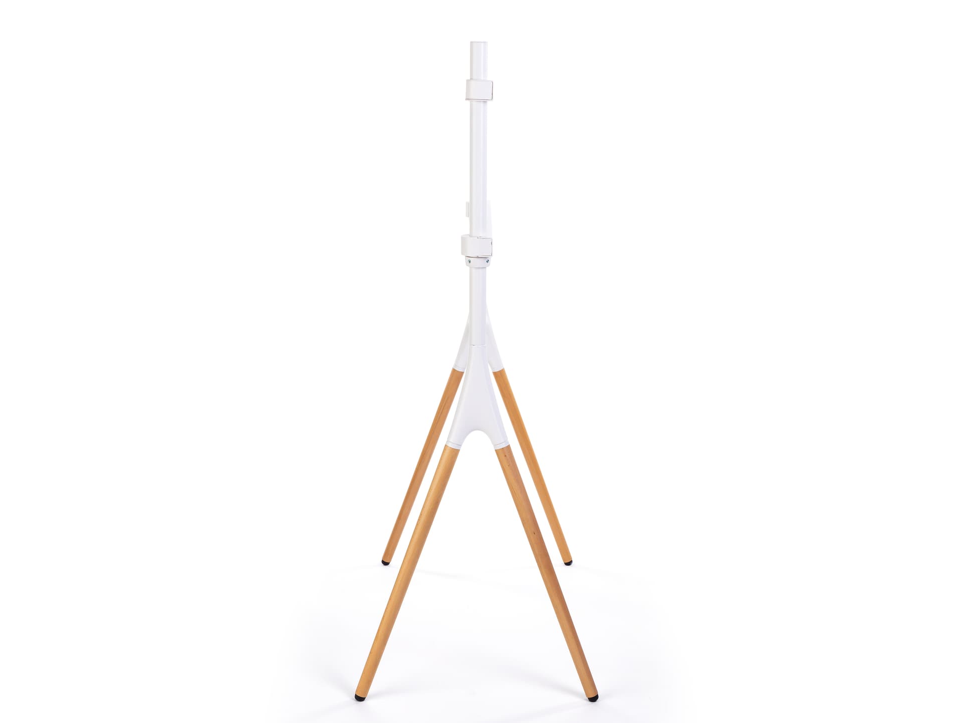 Natural wood modern sawhorse-style TV display stand 