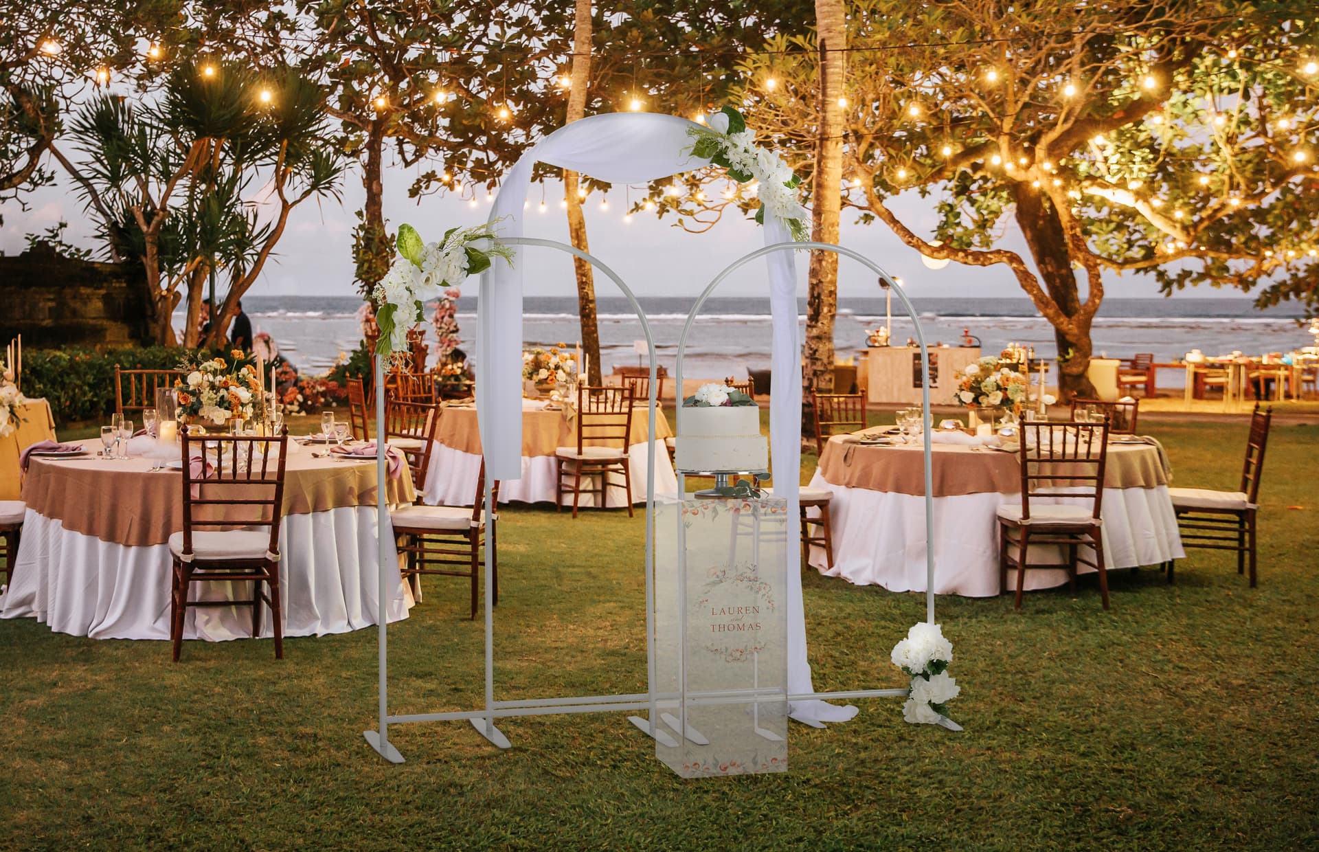 Metal arch frames for backdrops or dividing spaces