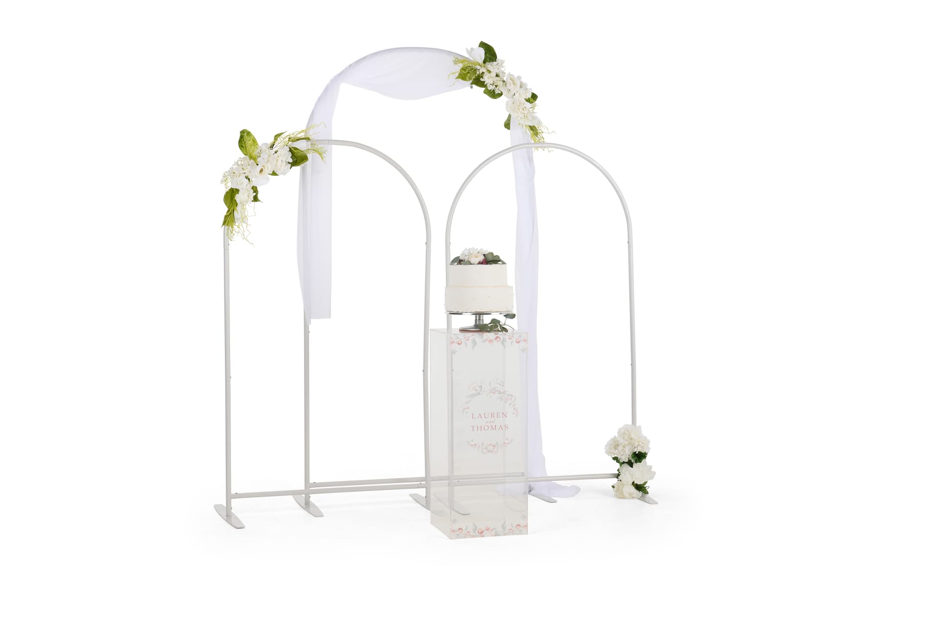 Metal arch frames in light gray