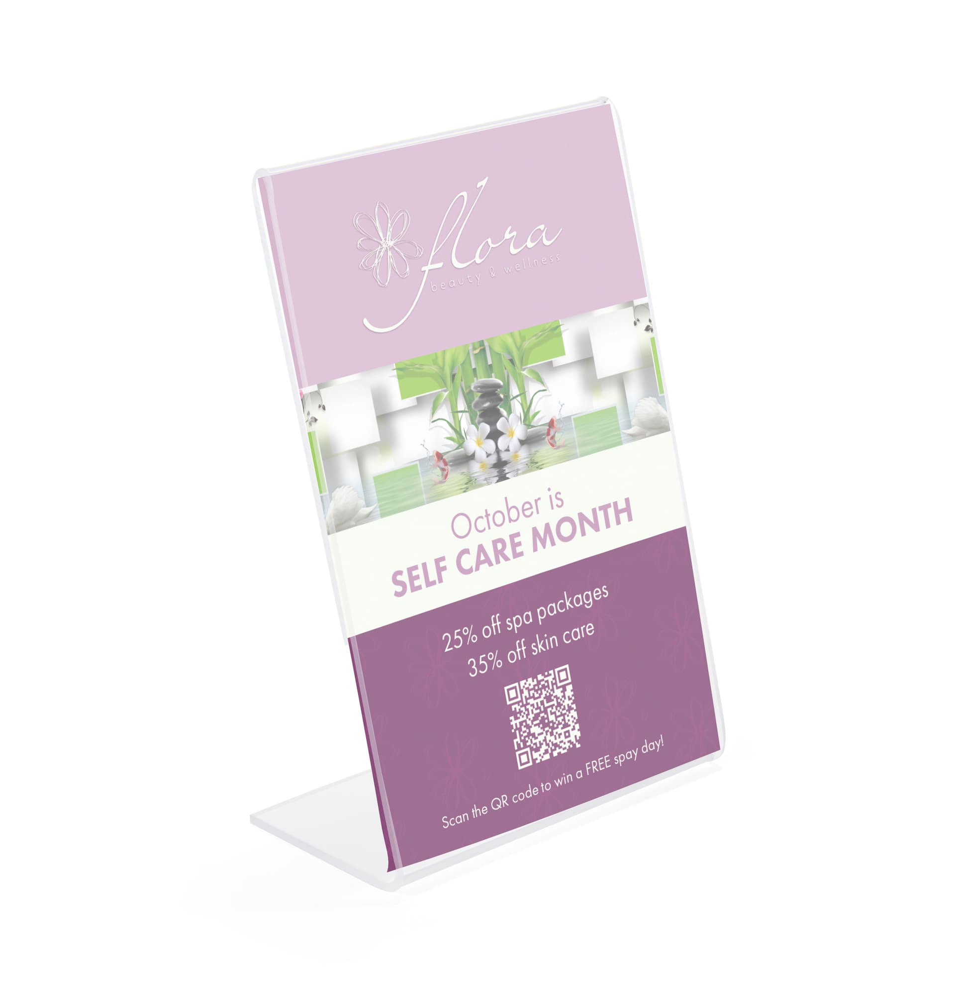 Angled sign holder with side insert