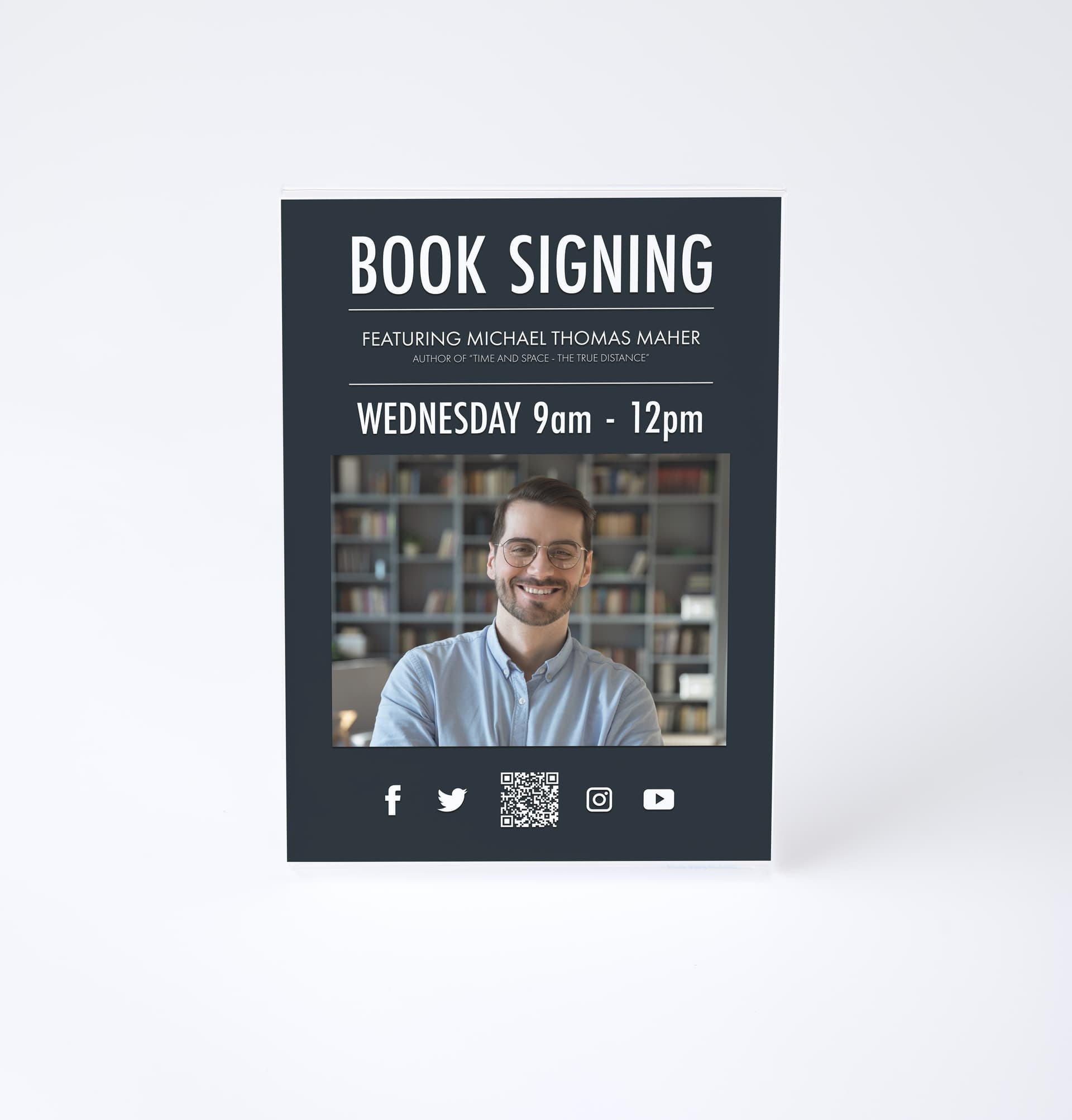 Acrylic sign holder with rear loading design