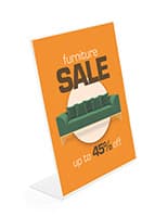 8 x 10 Recycled Acrylic Sign Holder with Slant Back Design - Clear Economy sign frame fits 8" x 10" graphics