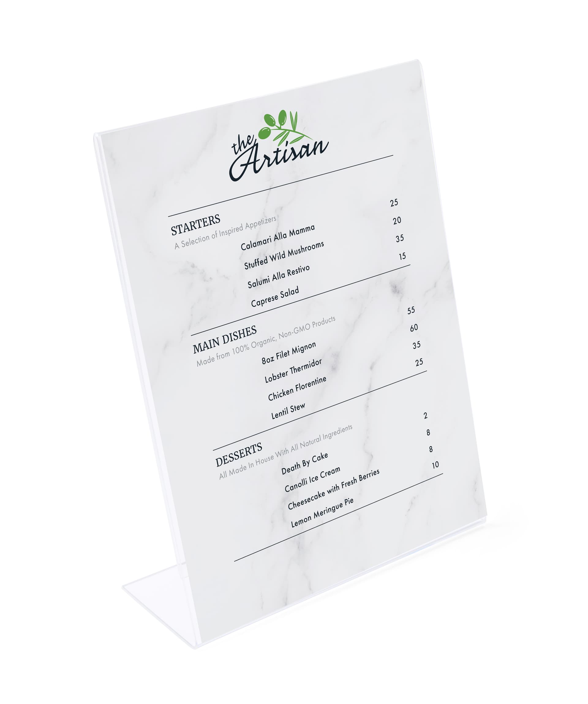 8.5 x 11 recycled acrylic sign holder with eco-friendly design