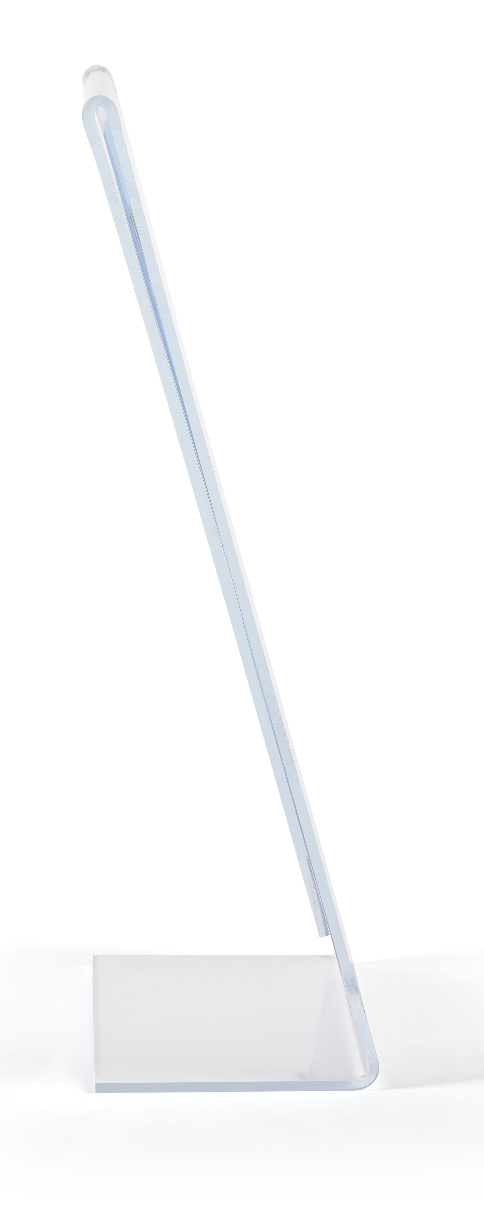 Slant back non glare acrylic sign frame in portrait orientation