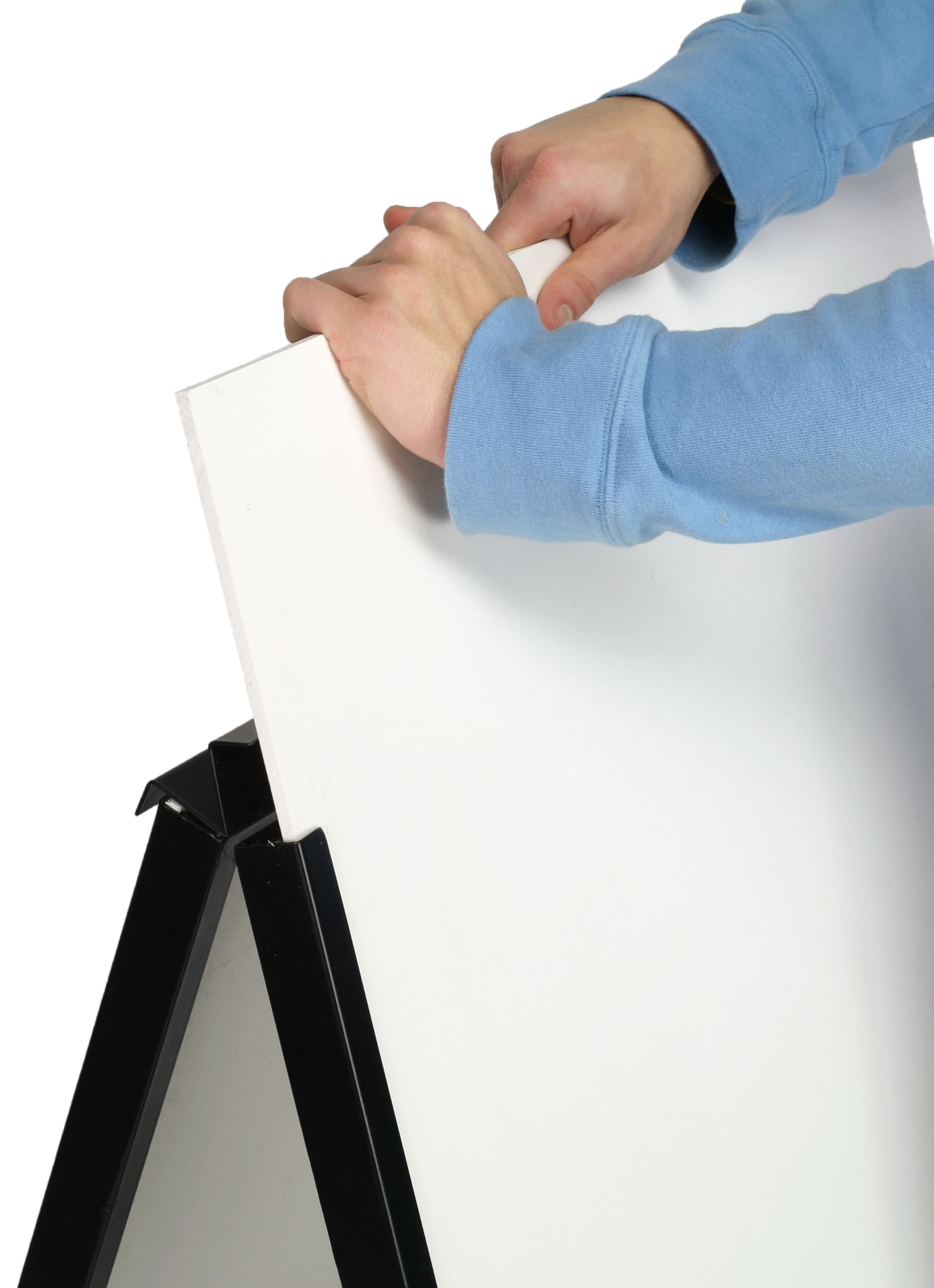 Yard sign holder with top hinge 
