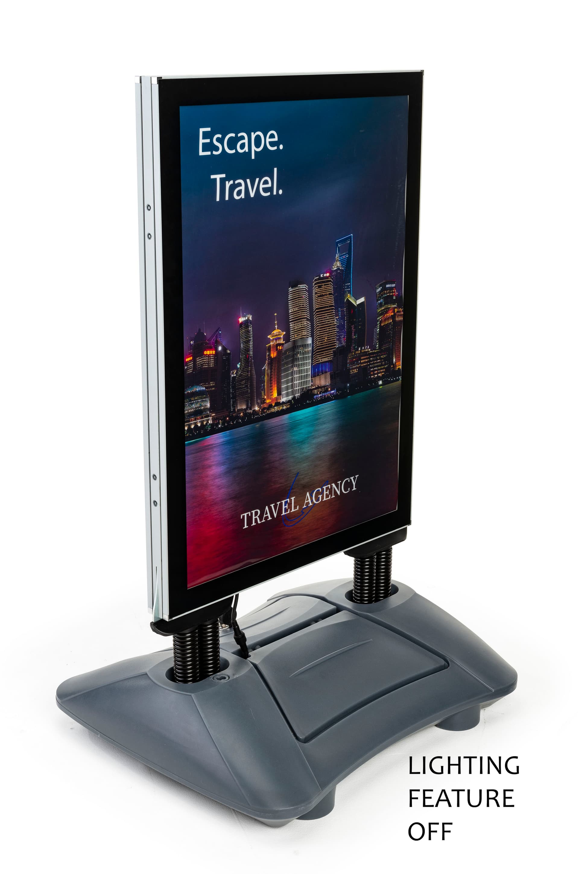 LED illuminated sidewalk sign with both brightness and power saving features 