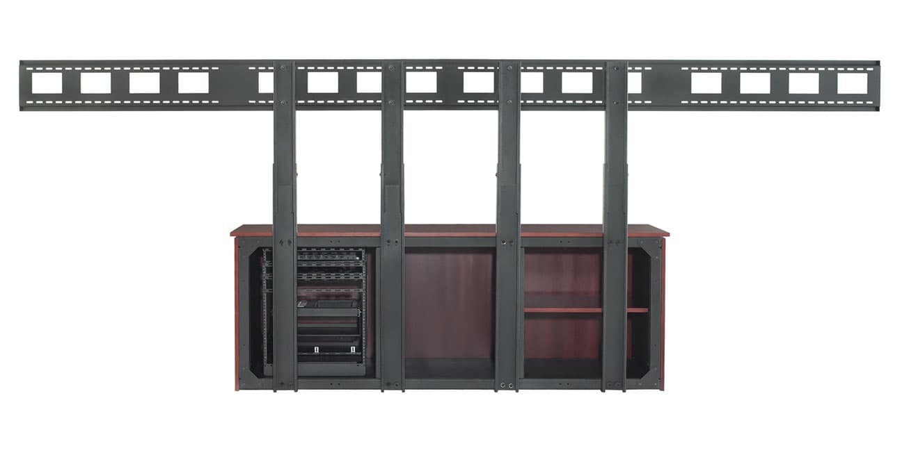 Contemporary Dual Mount TV Stand w/ Mahogany Veneer Storage Area ...