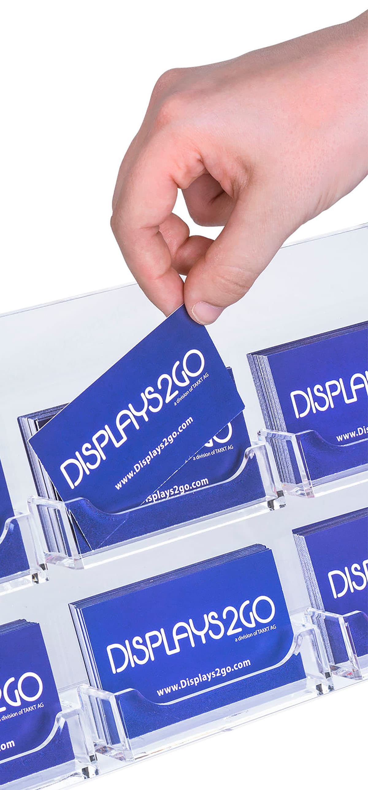 Clear Acrylic Business Card Wall Rack with Silver Hardware