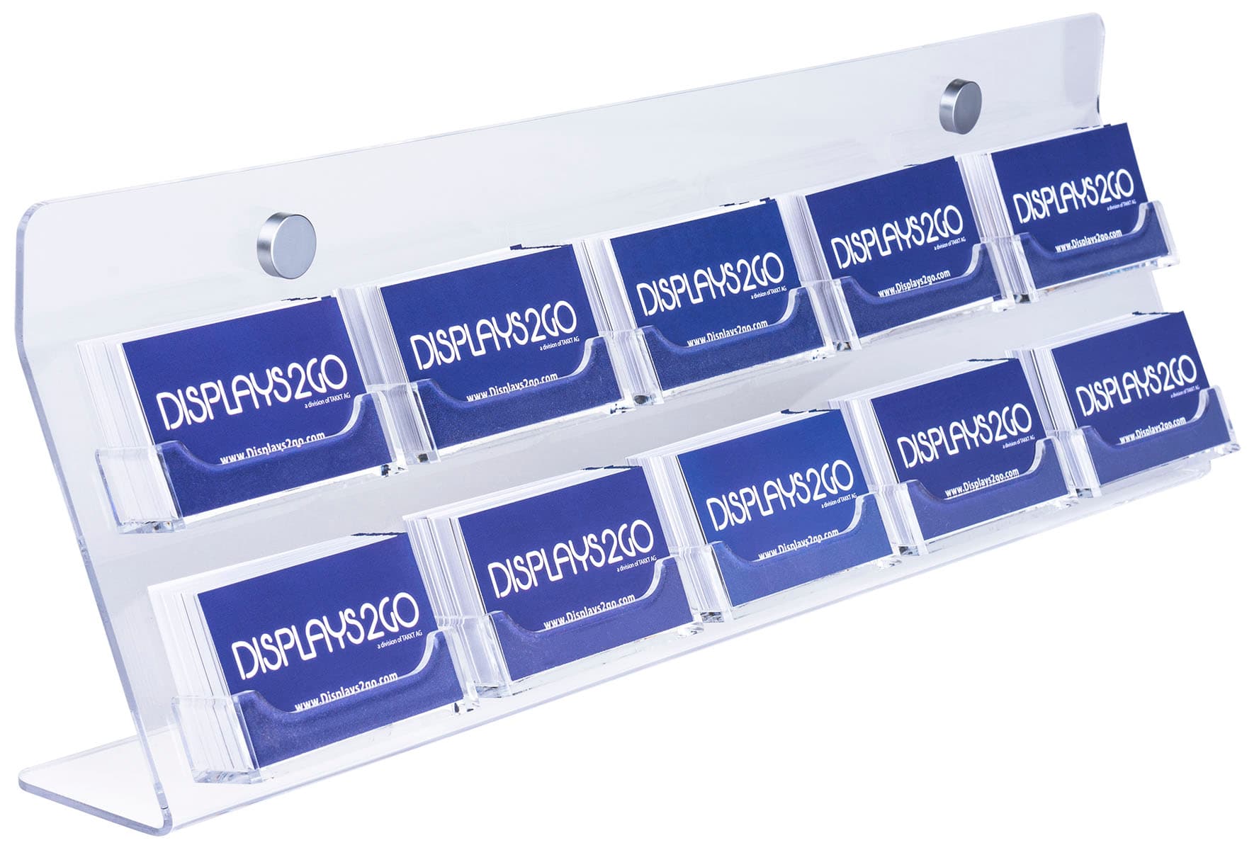Acrylic Business Card Wall Rack with 10 Open Pockets