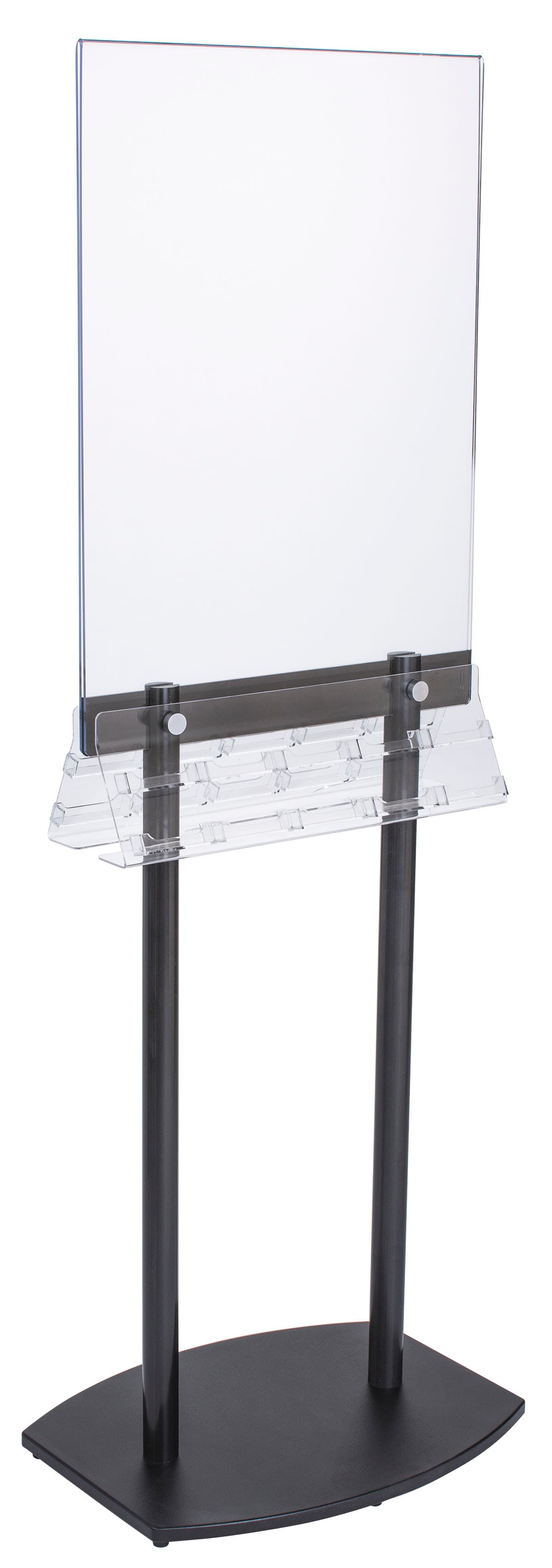 Double-Sided Poster Stand with Business Card Slots for Contact Information and Gift Cards