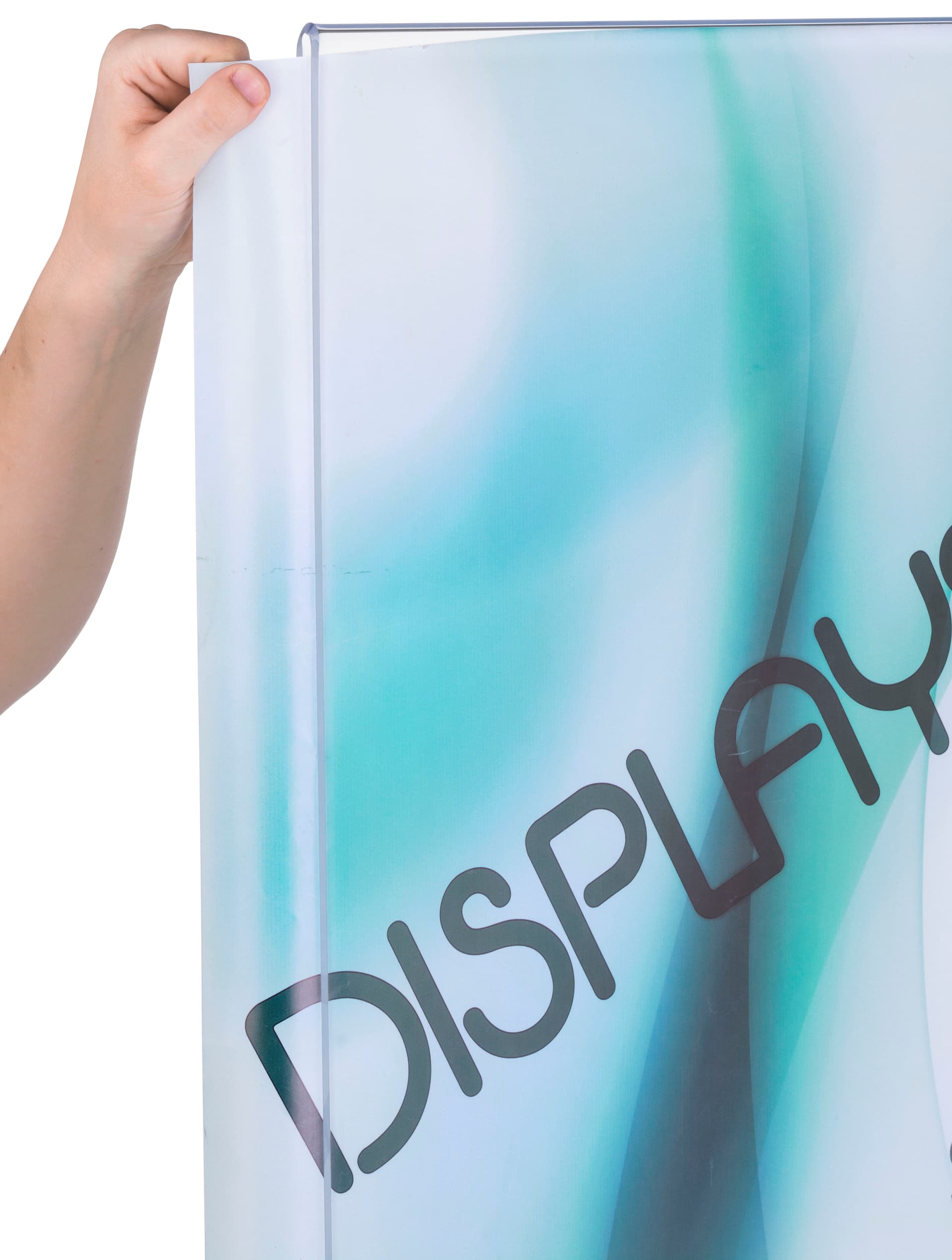 Space Saving Acrylic Poster Stand with Business Card Holders