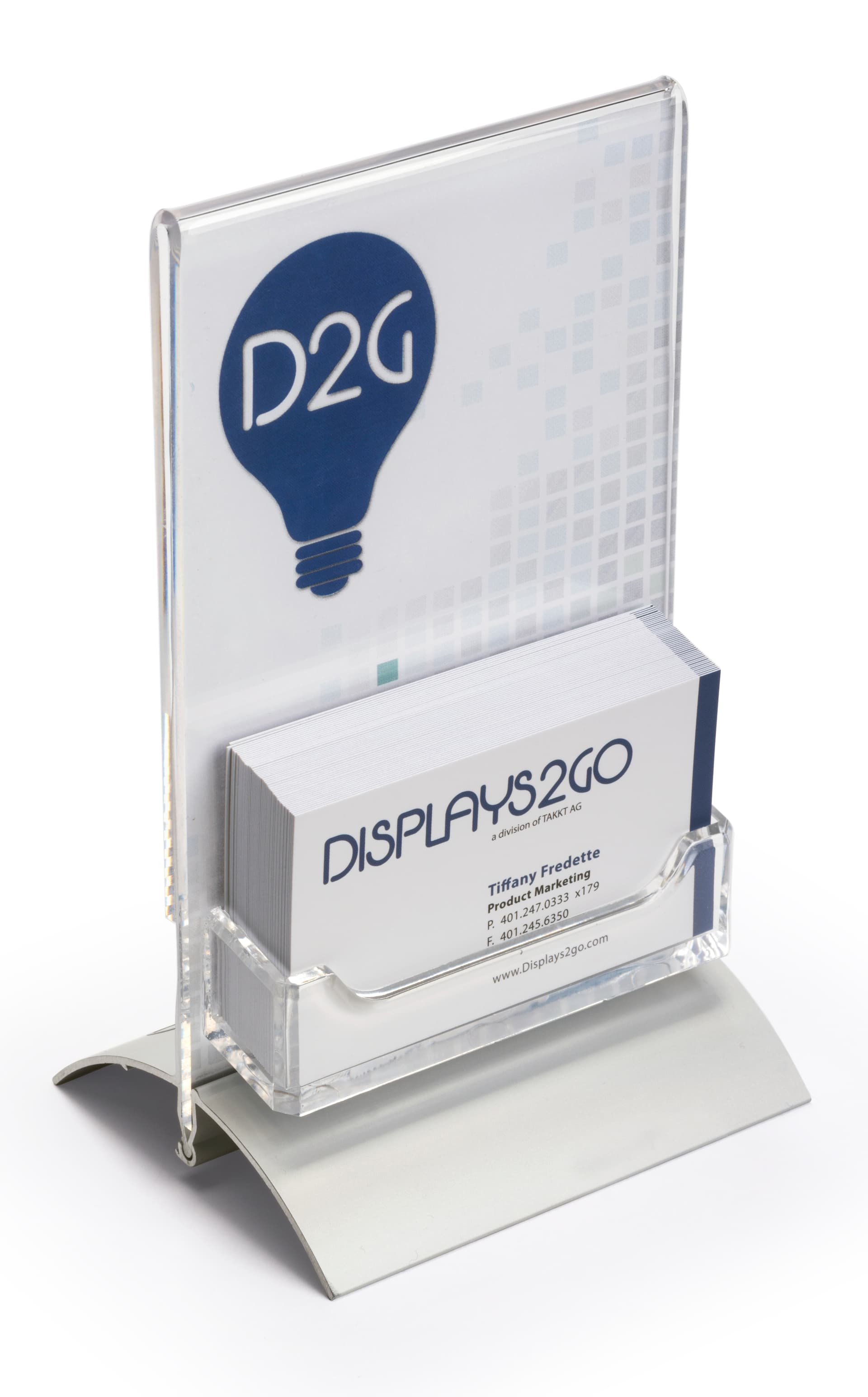4” x 6” Sign Display, Business Card Compartment