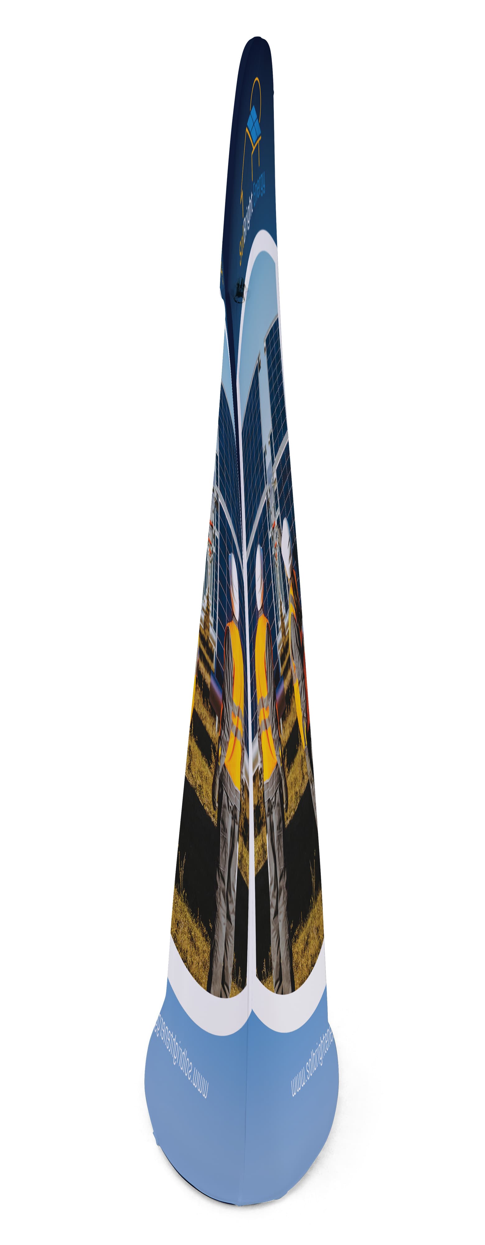 Exhibit graphic with curved design 