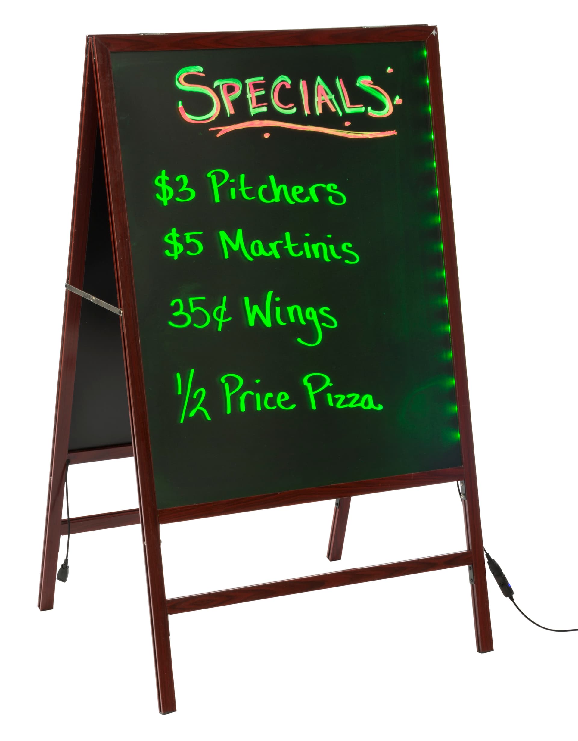 A-Frame Glass Writeboard with Wood Grain Finish
