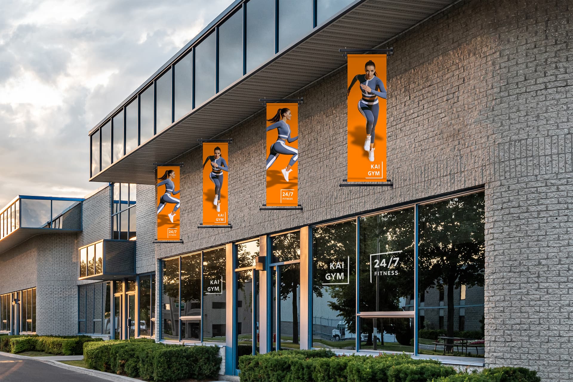 Trapeze banner sign mounted hardware kits are suitable for interior or exterior installation