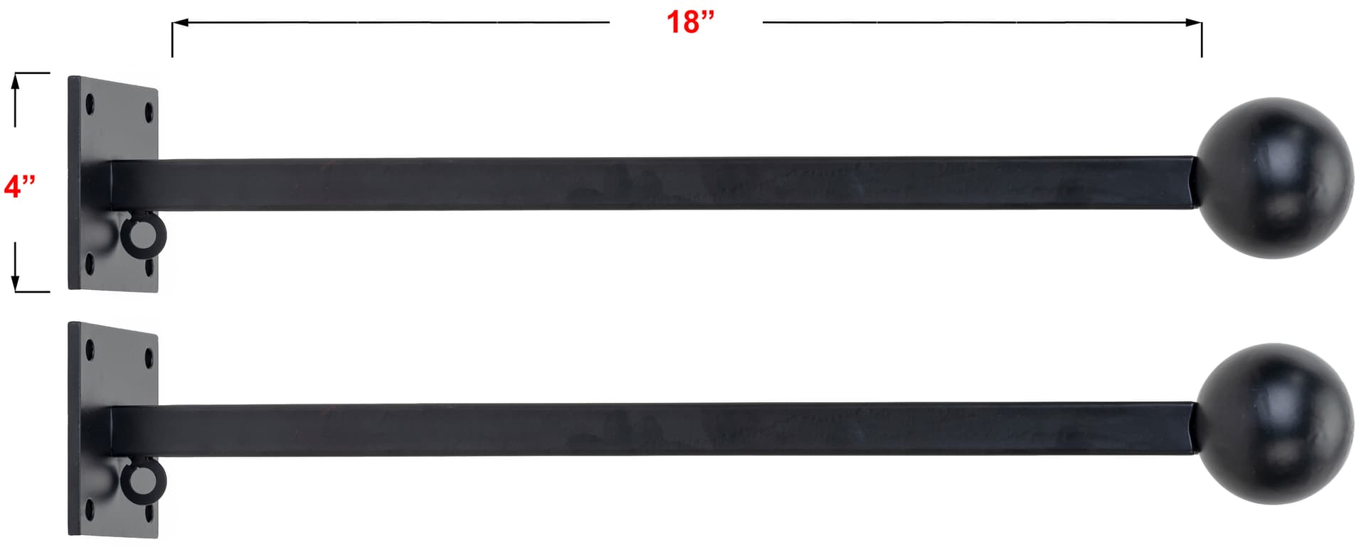 Finial pole banner hardware mounts with 4 x 4 square base  