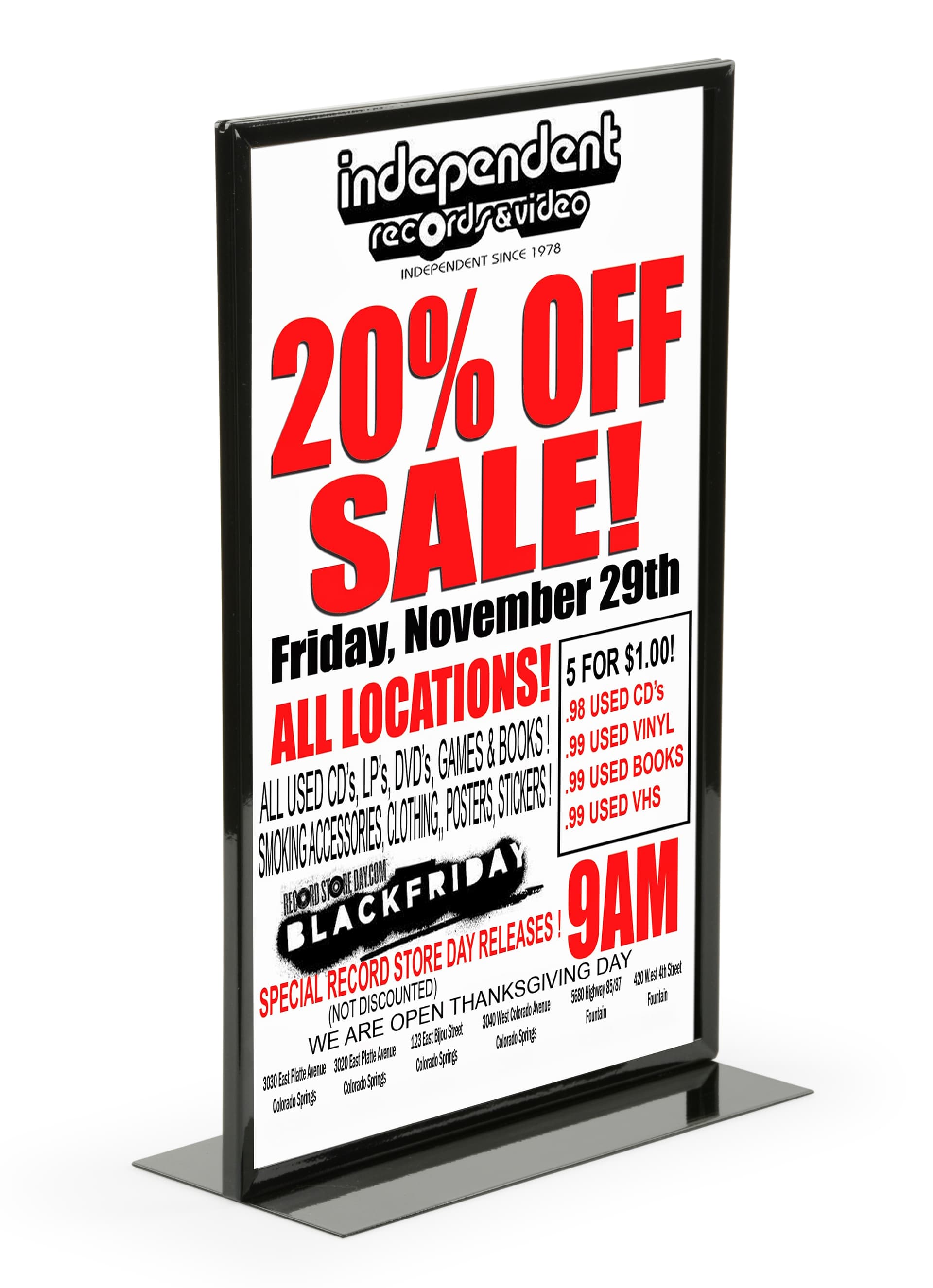 White Vertical 11 x 17 Sign Holder 