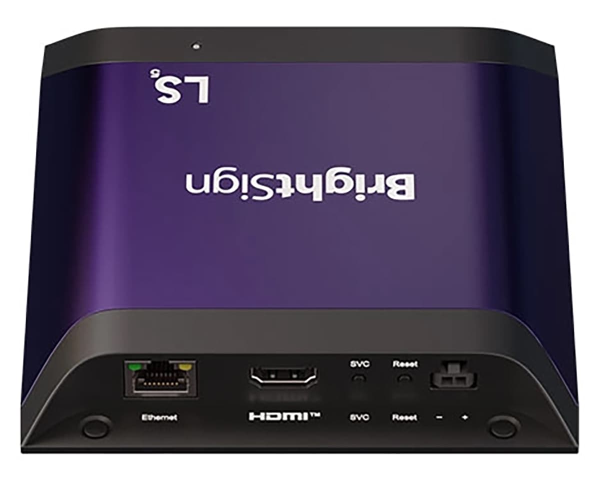BrightSign compact external digital media player compatible with HDMI and Ethernet inputs
