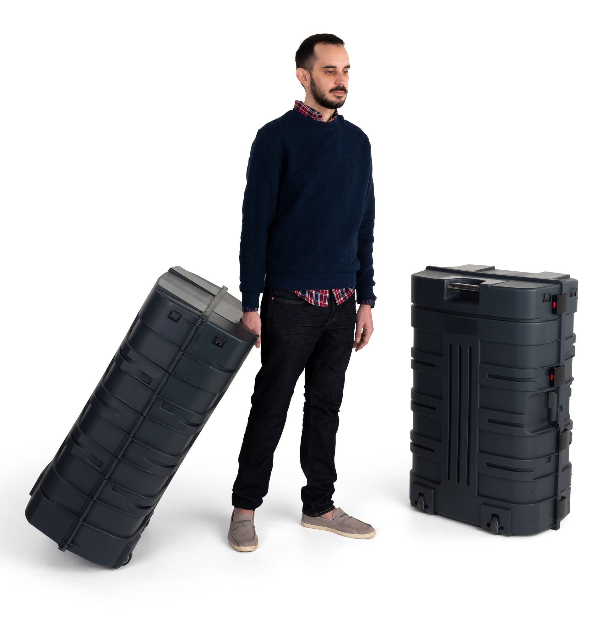 Trade show case to counter display with mobile components