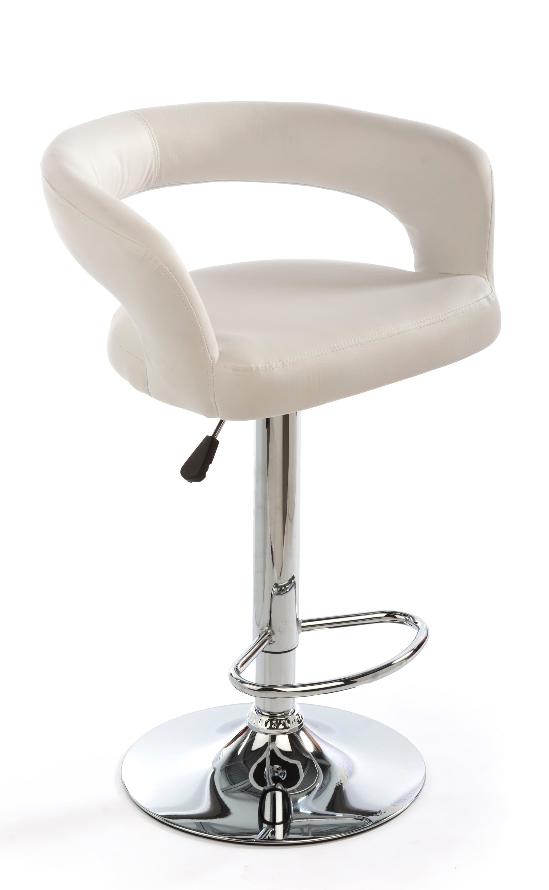 White Leather Bar Stool is Height Adjustable