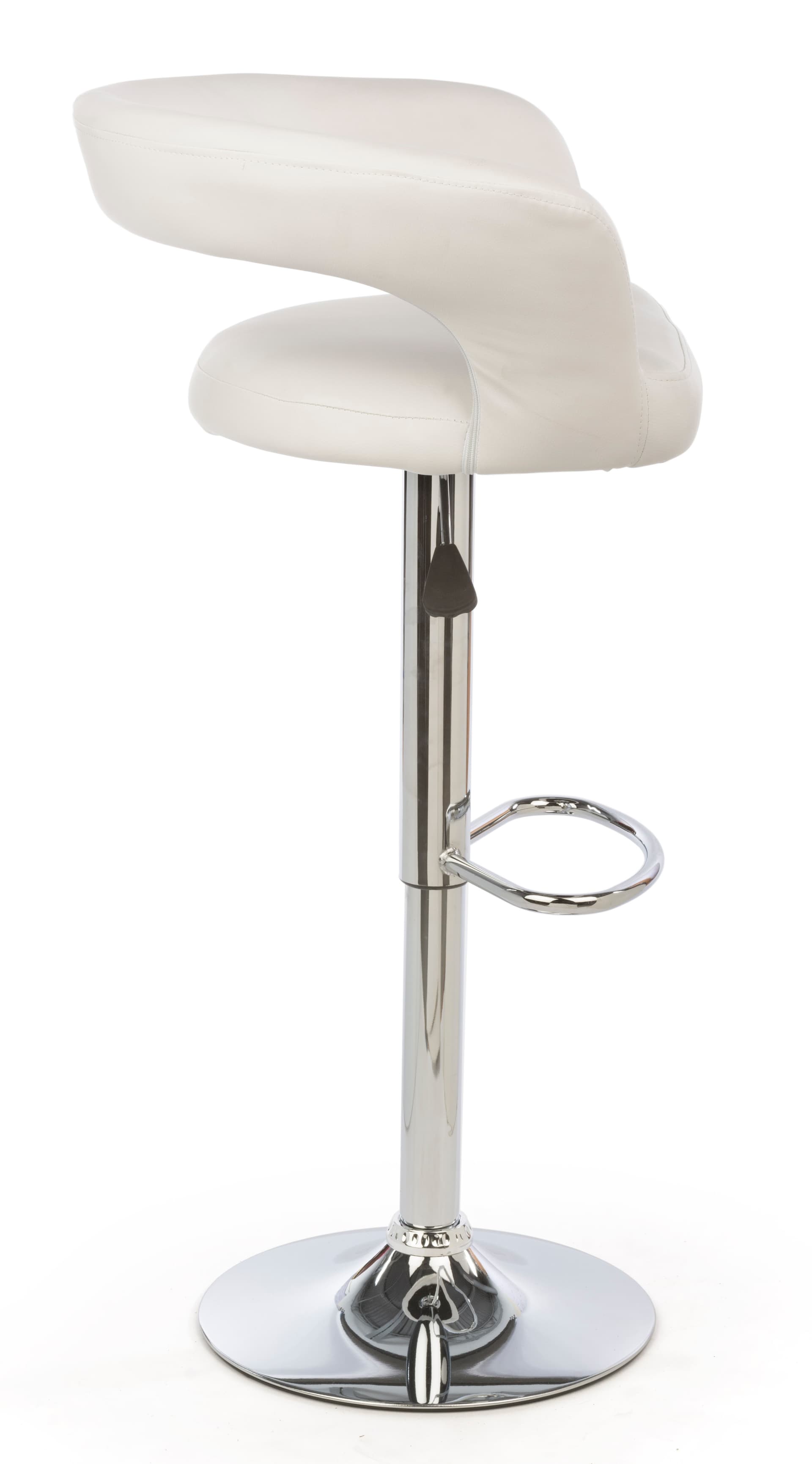 White Leather Bar Stool Provides Back Support