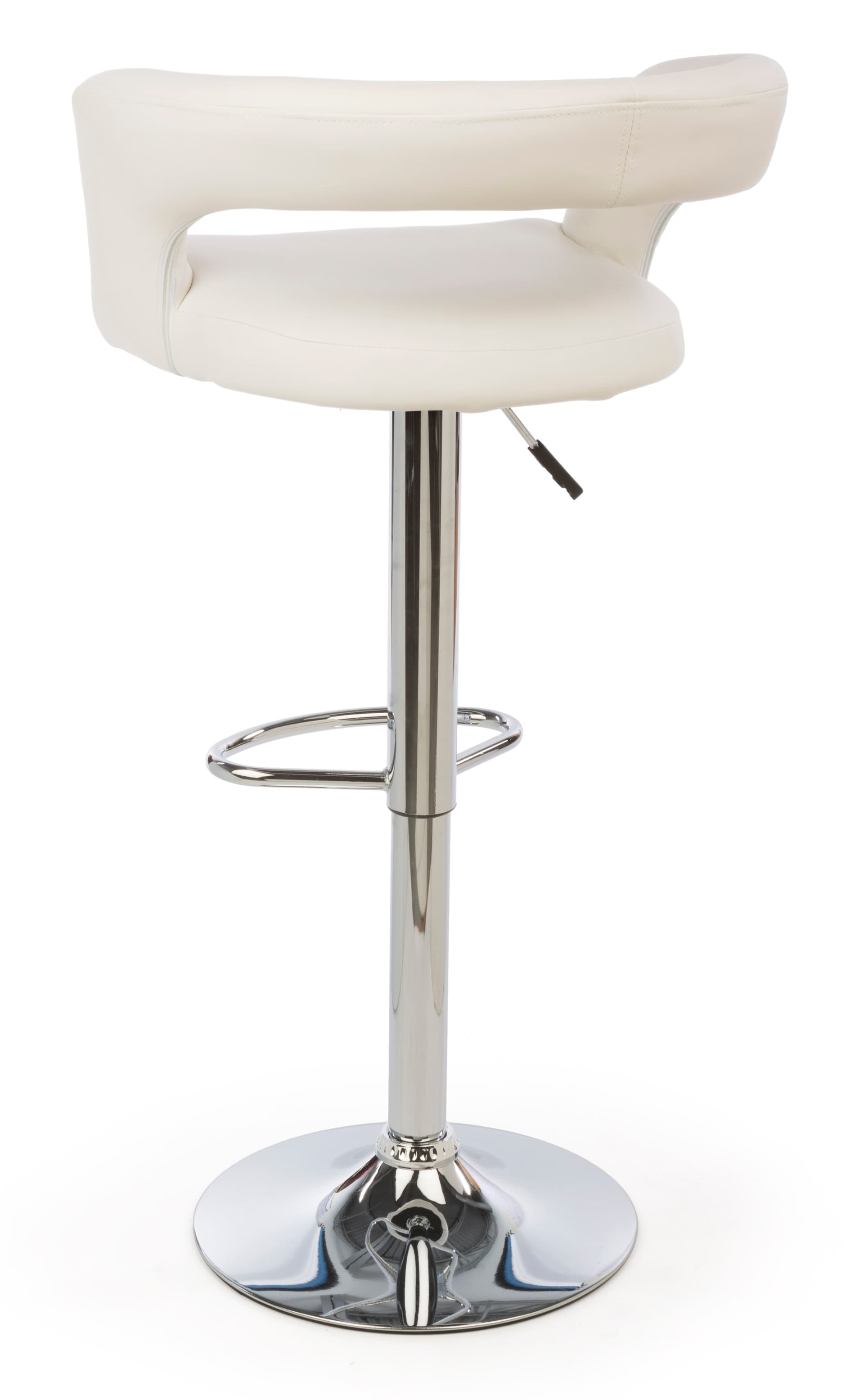 White Leather Bar Stool with Open Back Design