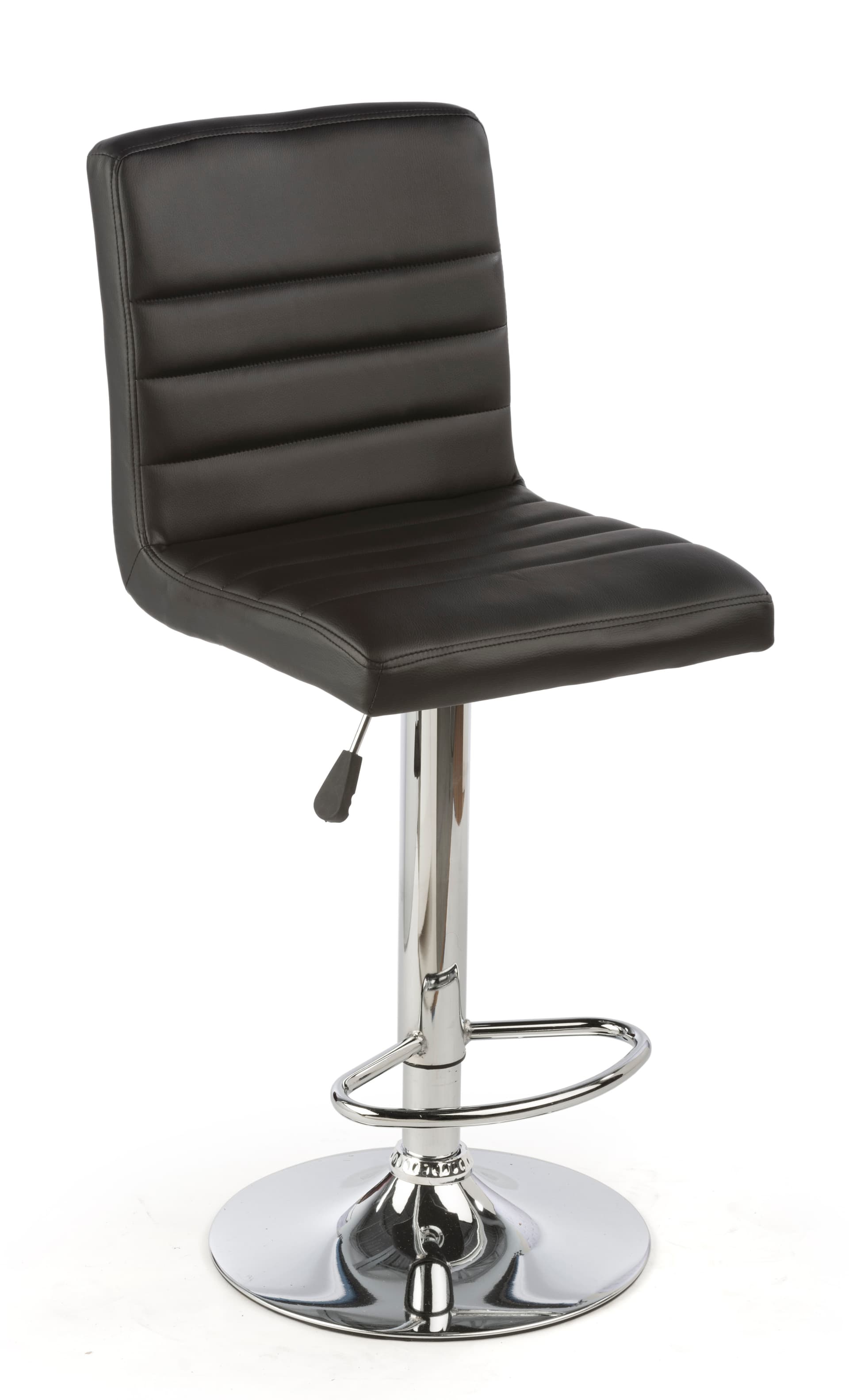 Black Leather Bar Stool Adjusts from Table to Counter Height