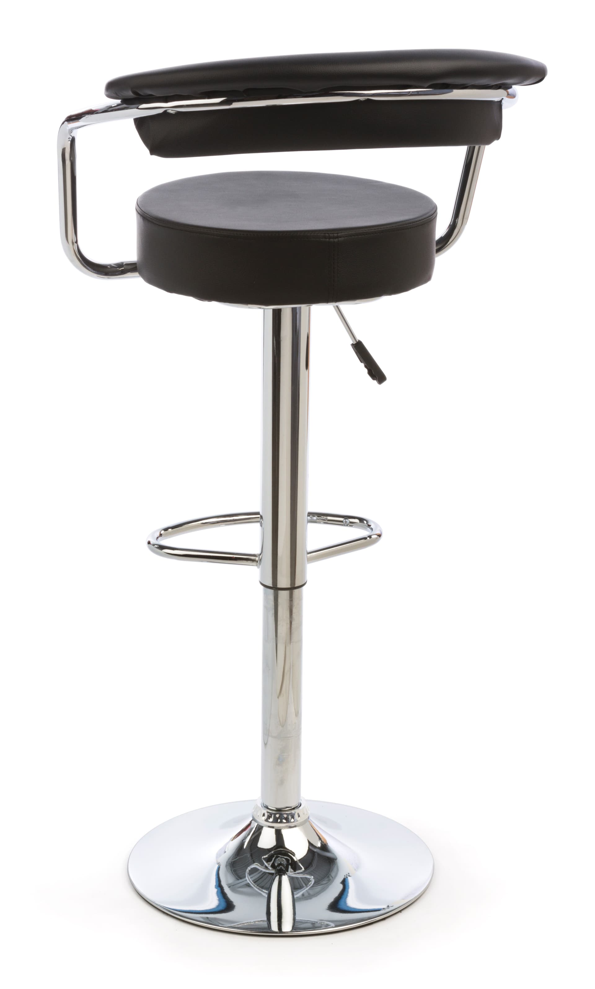 Bar Stool with Gas Lift, Made with Faux-Leather & Chromed Steel