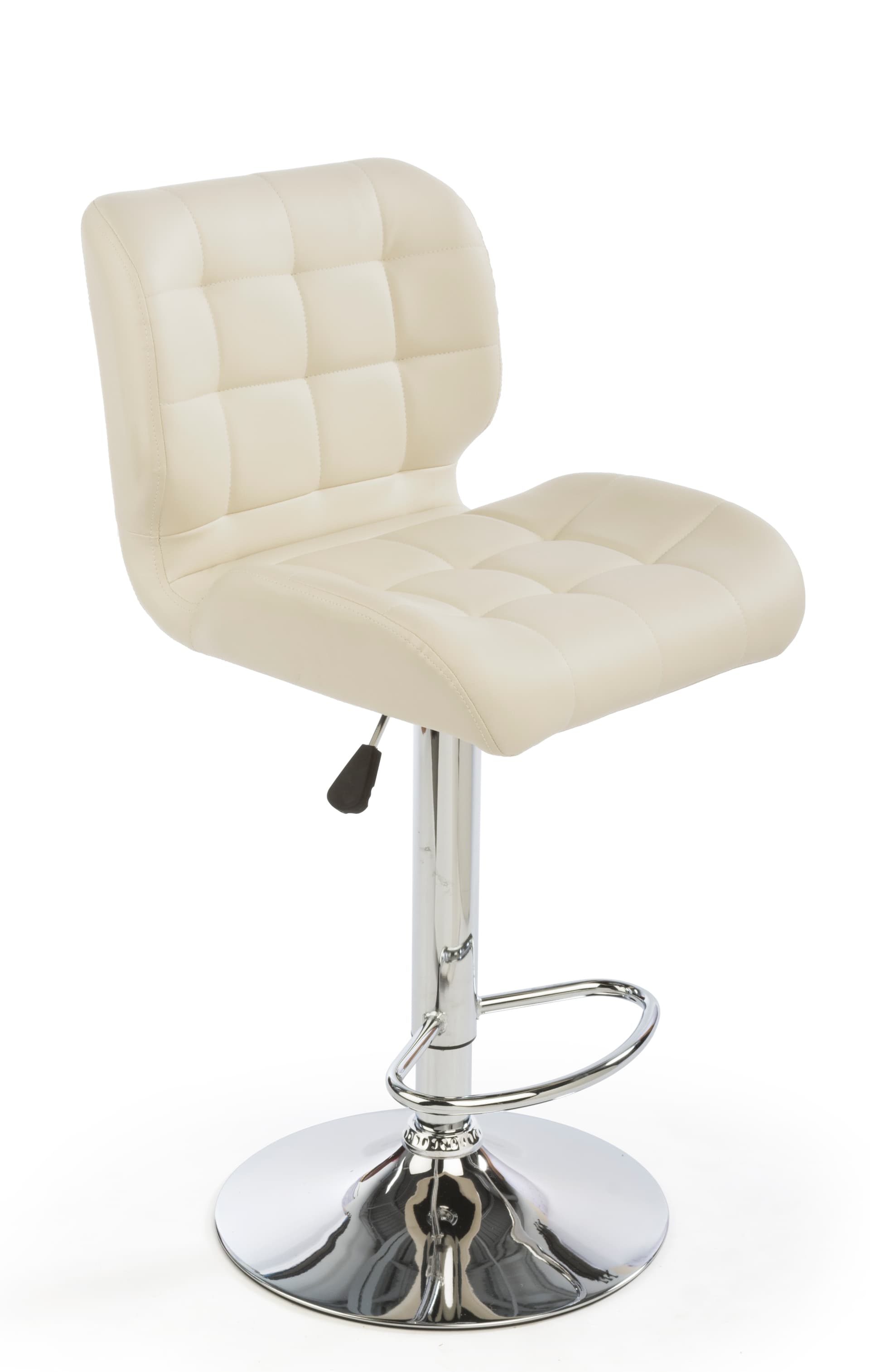 Ivory Leather Bar Stool with Pneumatic Lift