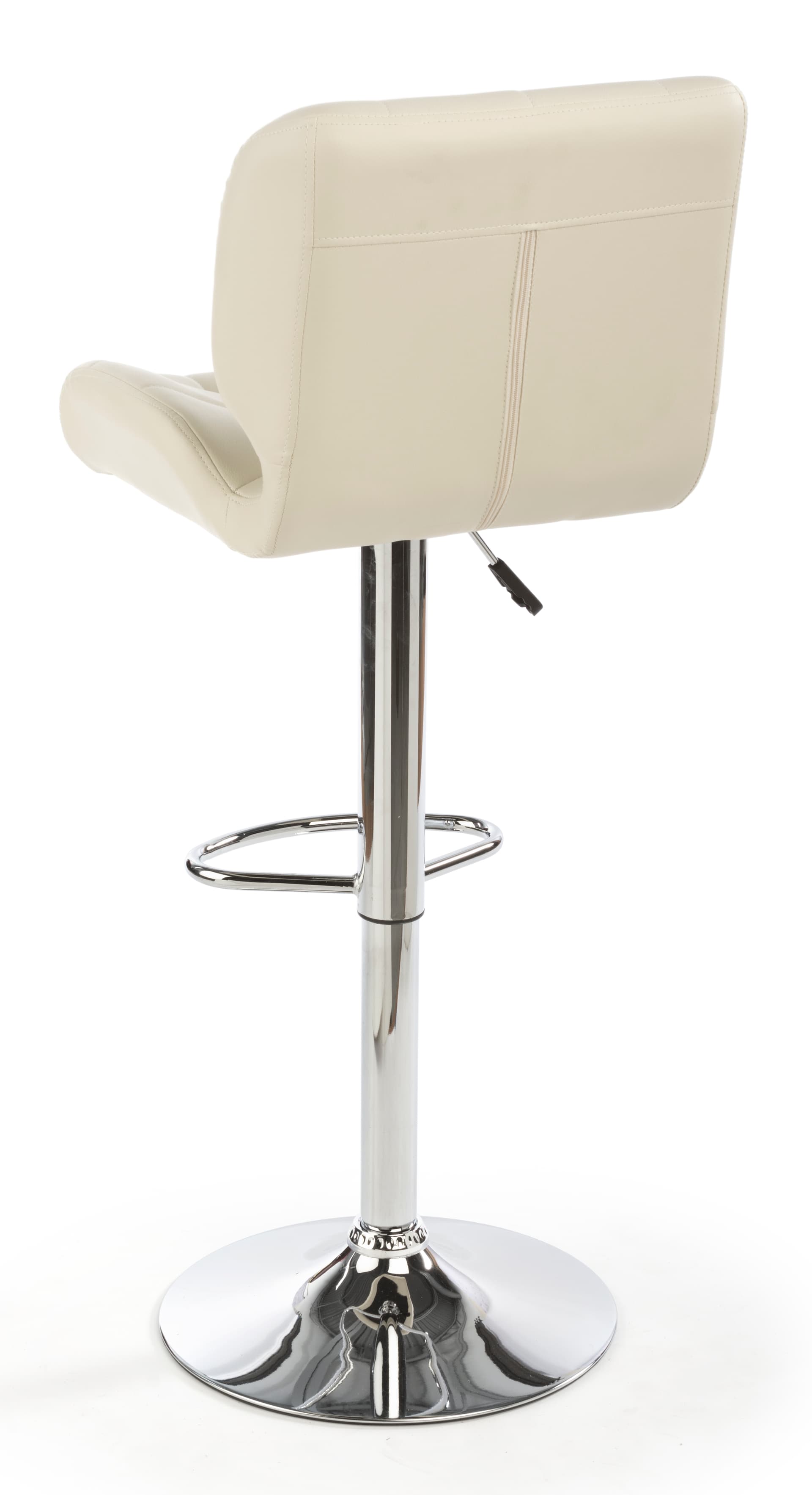 Ivory Leather Bar Stool Made of Faux-Leather & Steel